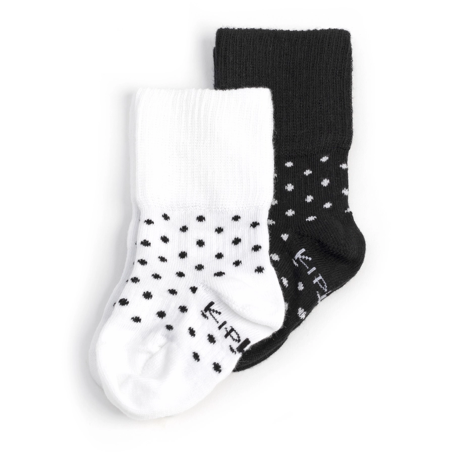KipKep Stay-On Socken 2er-Pack Black-n-White Dotted