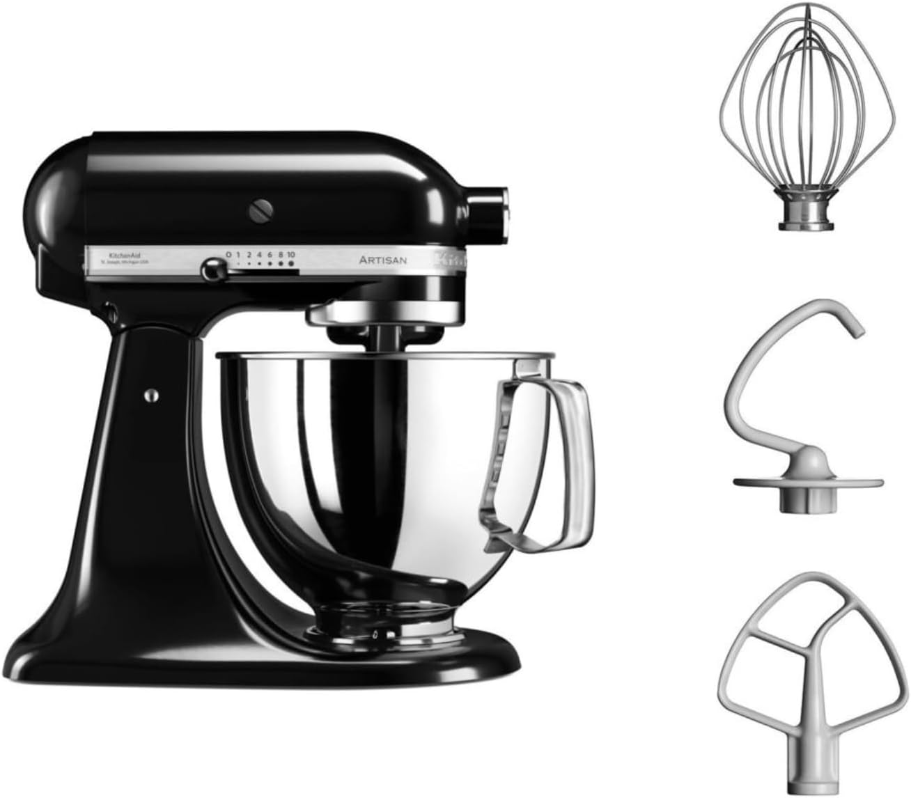 KitchenAid Robot Pâtissier I Artisan I Robot cuisine multifonctions à tête inclinable I Avec 4 accessoires I Bol de 4,8L | Crème
