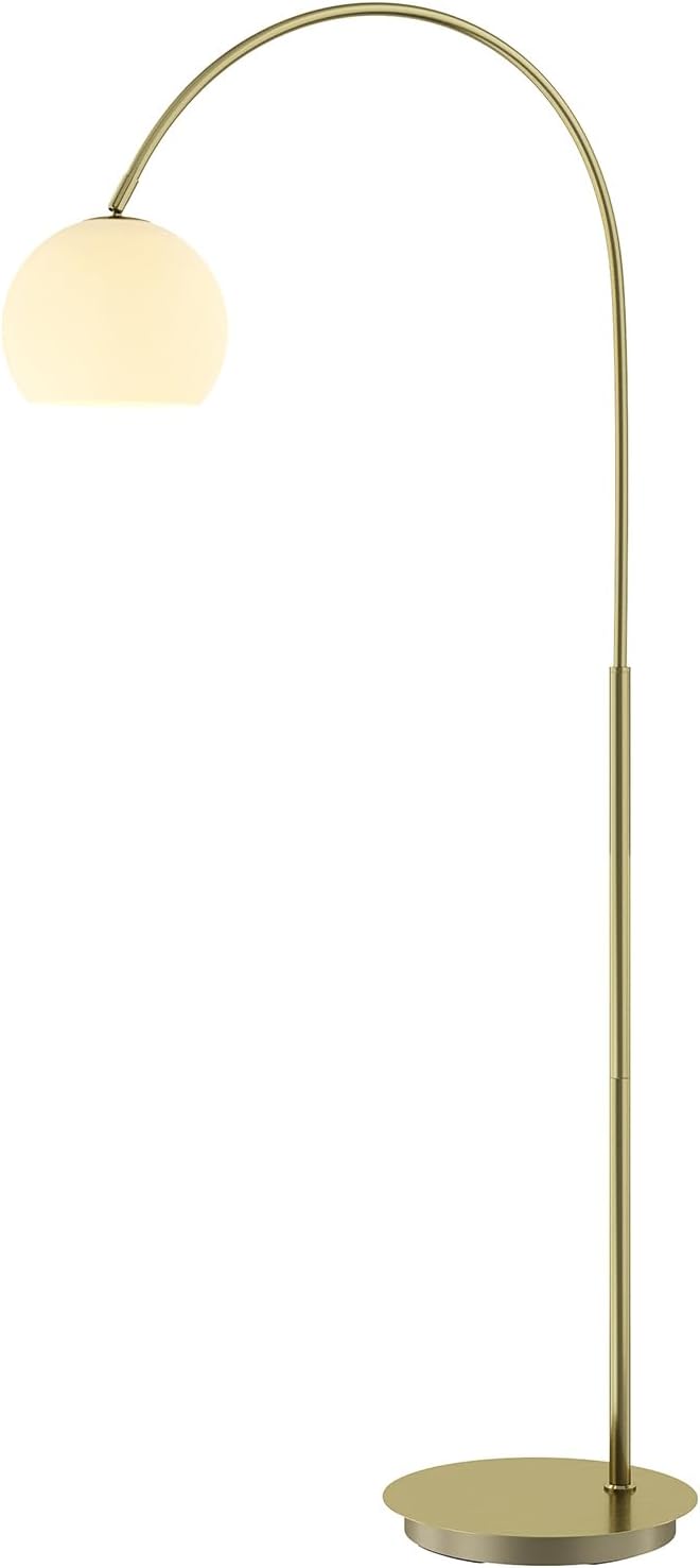 Lindby Stehlampe Metall messing, Bogenlampe mit Fußschalter 1x E27 ohne Leuchtmittel Leselampe Standlampe Wohnzimmer Stehleuchte Wohnzimmerlampe