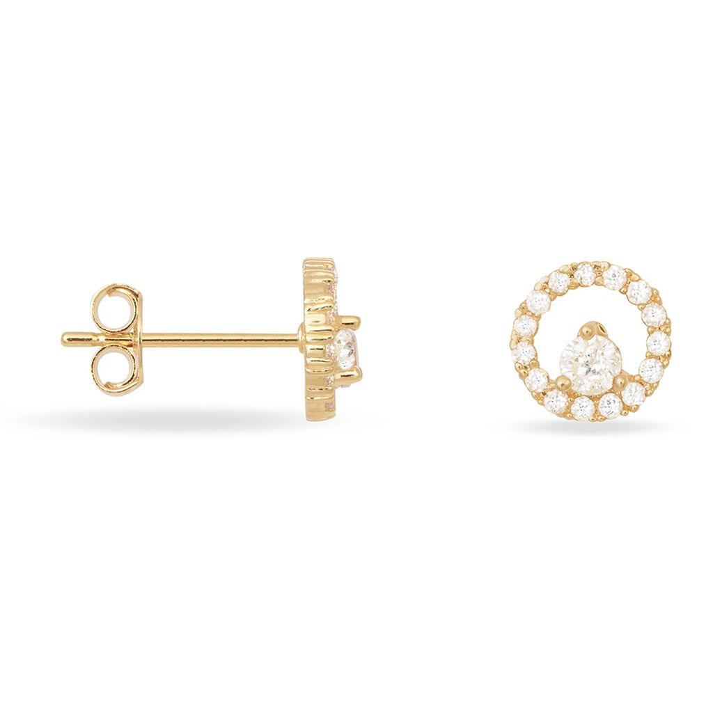 Boucles D'oreilles Puces Lila Plaqué Or Jaune Oxyde De Zirconium