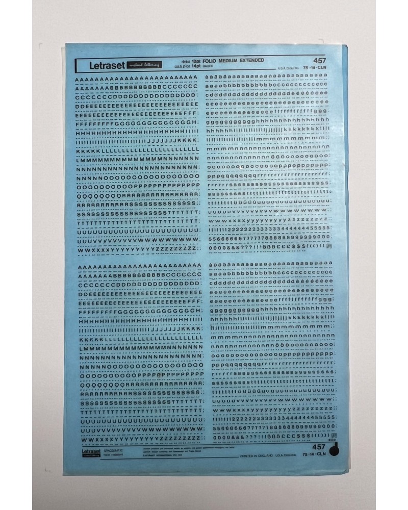 Letraset 457 - FOLIO MEDIUM EXTENDED- 12/14pt