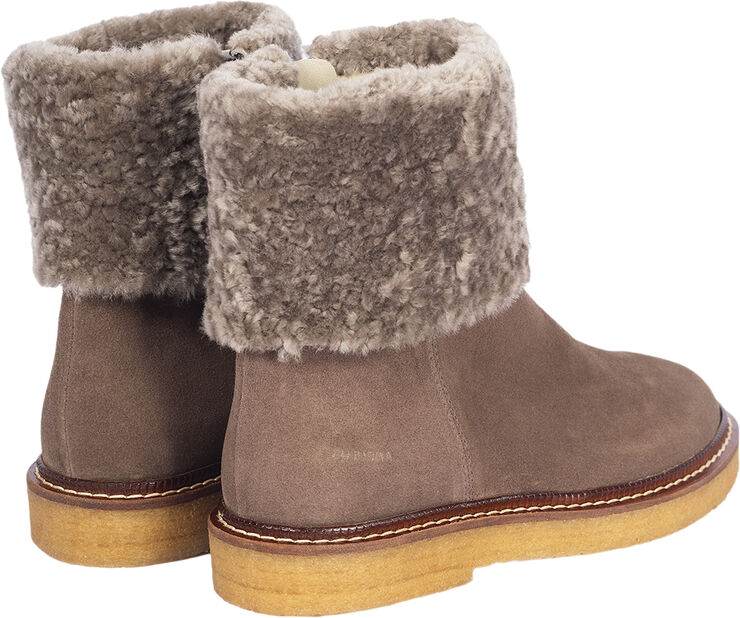 ANGULUS Ruskindsstøvle med blødt lammeuldsf 1780/2994 taupe/taupe
