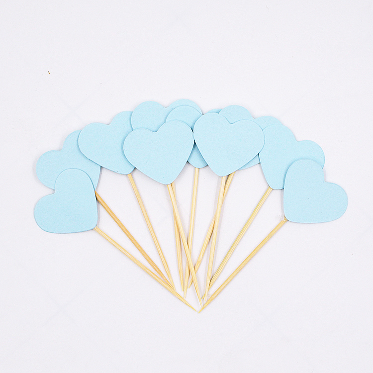 (10-tlg. Set) Kuchenstecker Mini Herzen Tortenstecker Topper Dekoration für Torten / Kuchen - Blau