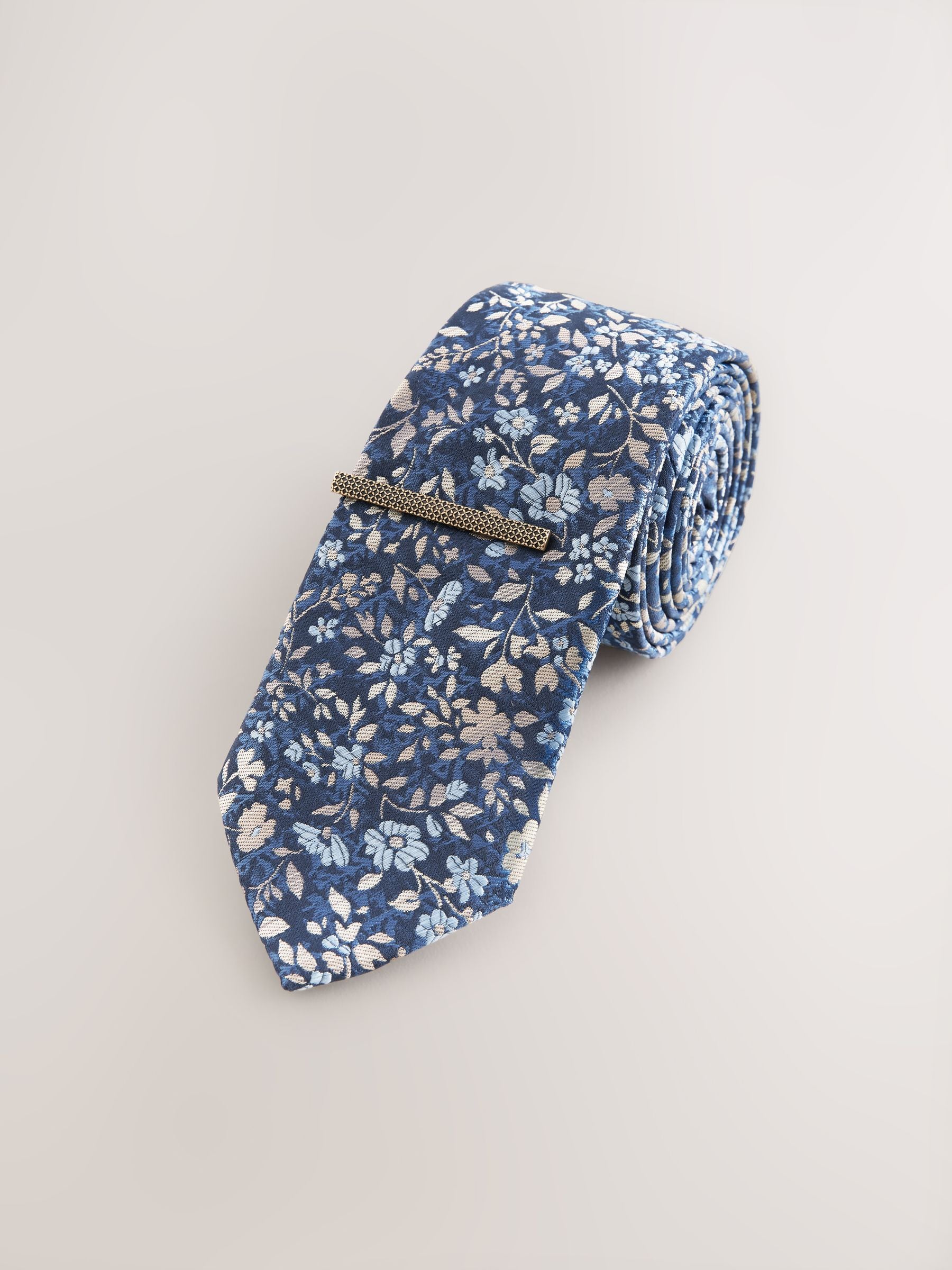 Marineblauw - Das met bloemenprint