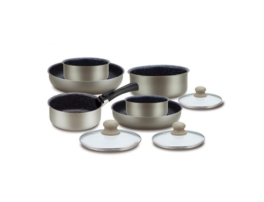 HERZBERG - Ensemble poêles Batterie de cuisine revetement pierre avec manche amovible ...