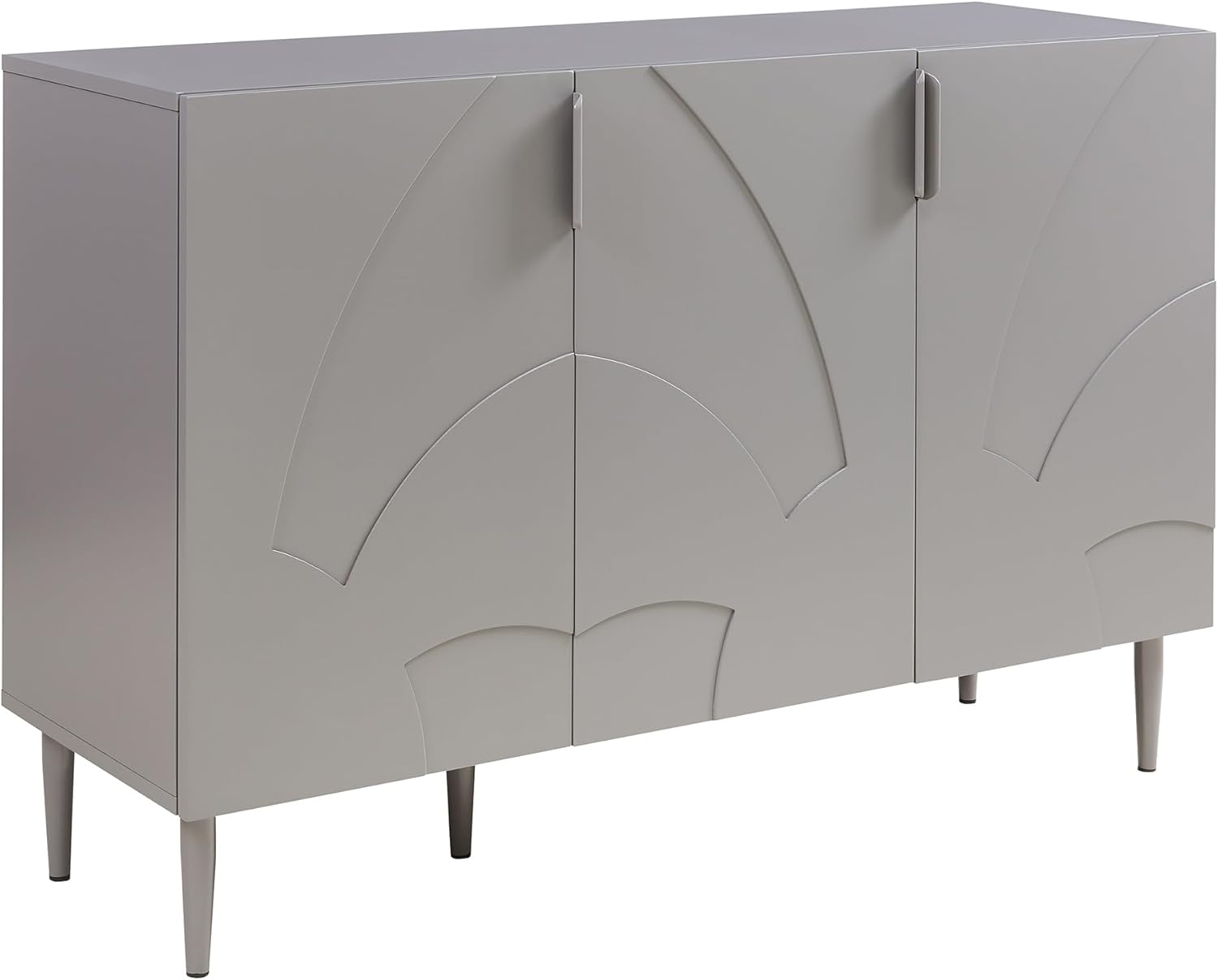 [en.casa] Sideboard Starvili Kommode mit 3 Türen Mehrzweckschrank 75 x 115 x 38 cm Wohnzimmerschrank Buffetschrank Metallbeine Grau