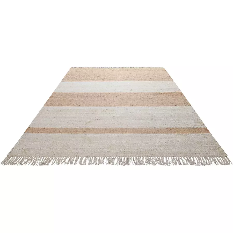 Green Looop Handweb-Teppich Vante cremebeige, cognacbraun