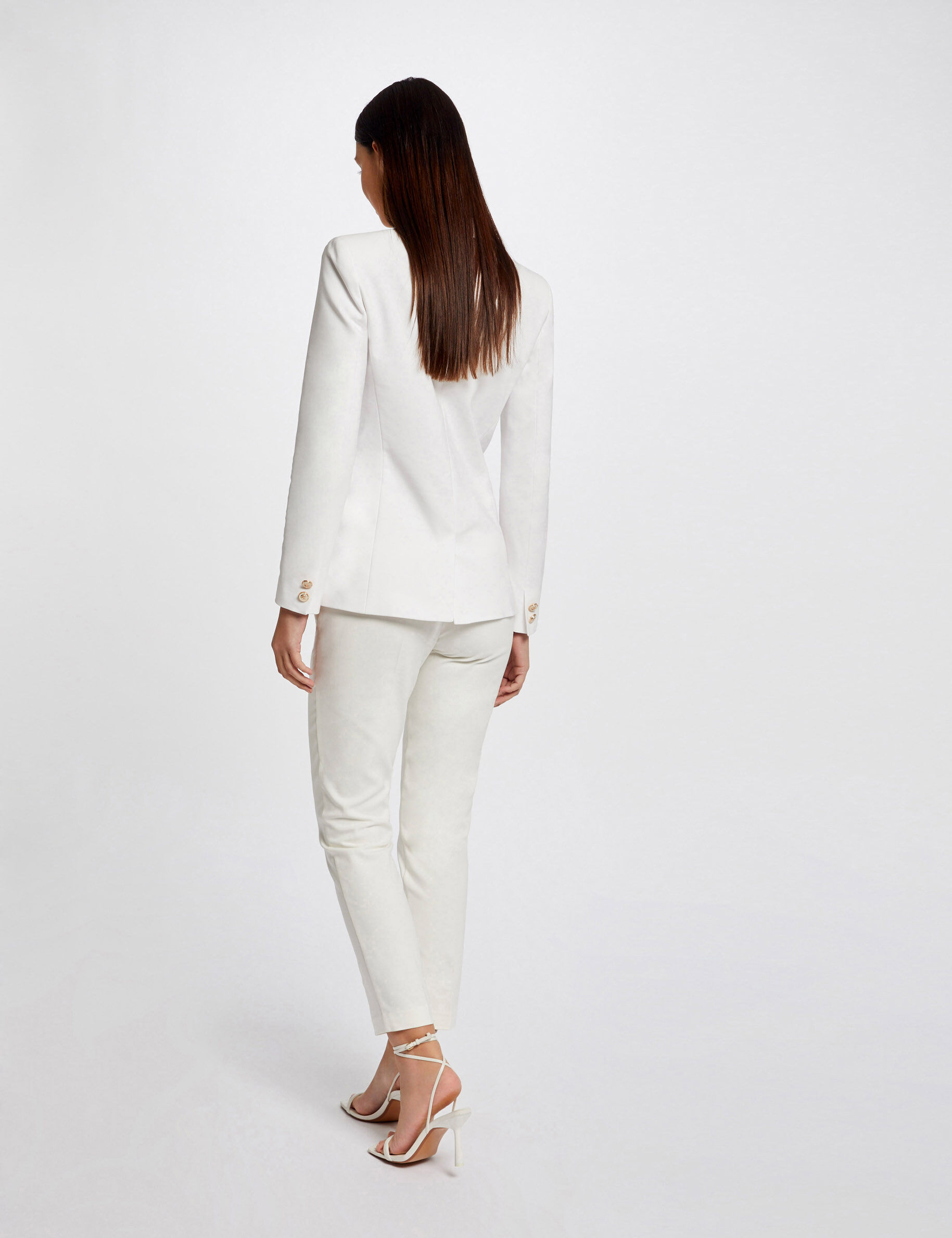 Pantalon ajusté 7/8ème à pinces ecru femme - ecru