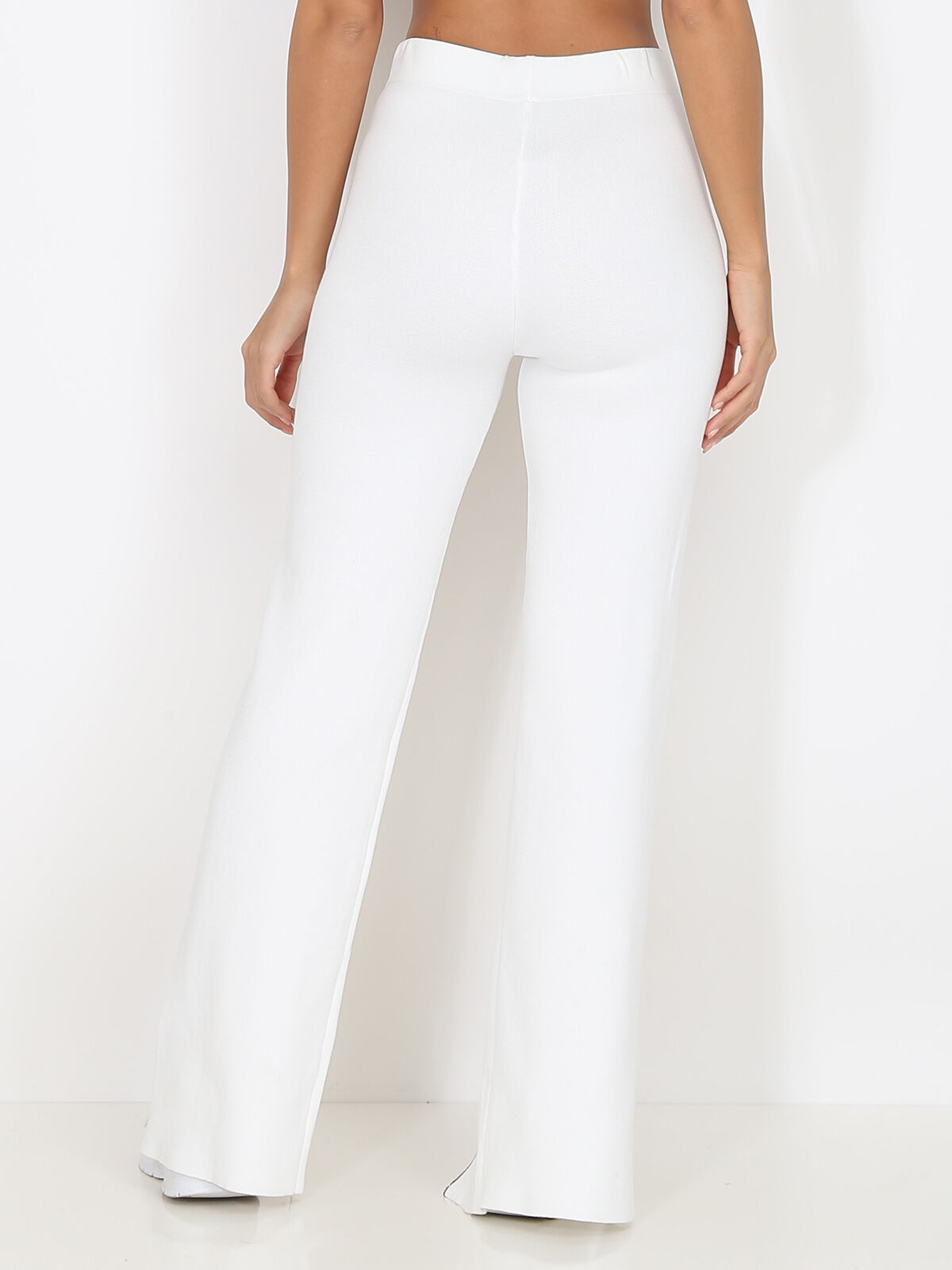Pantalon à fentes et lignes- Blanc