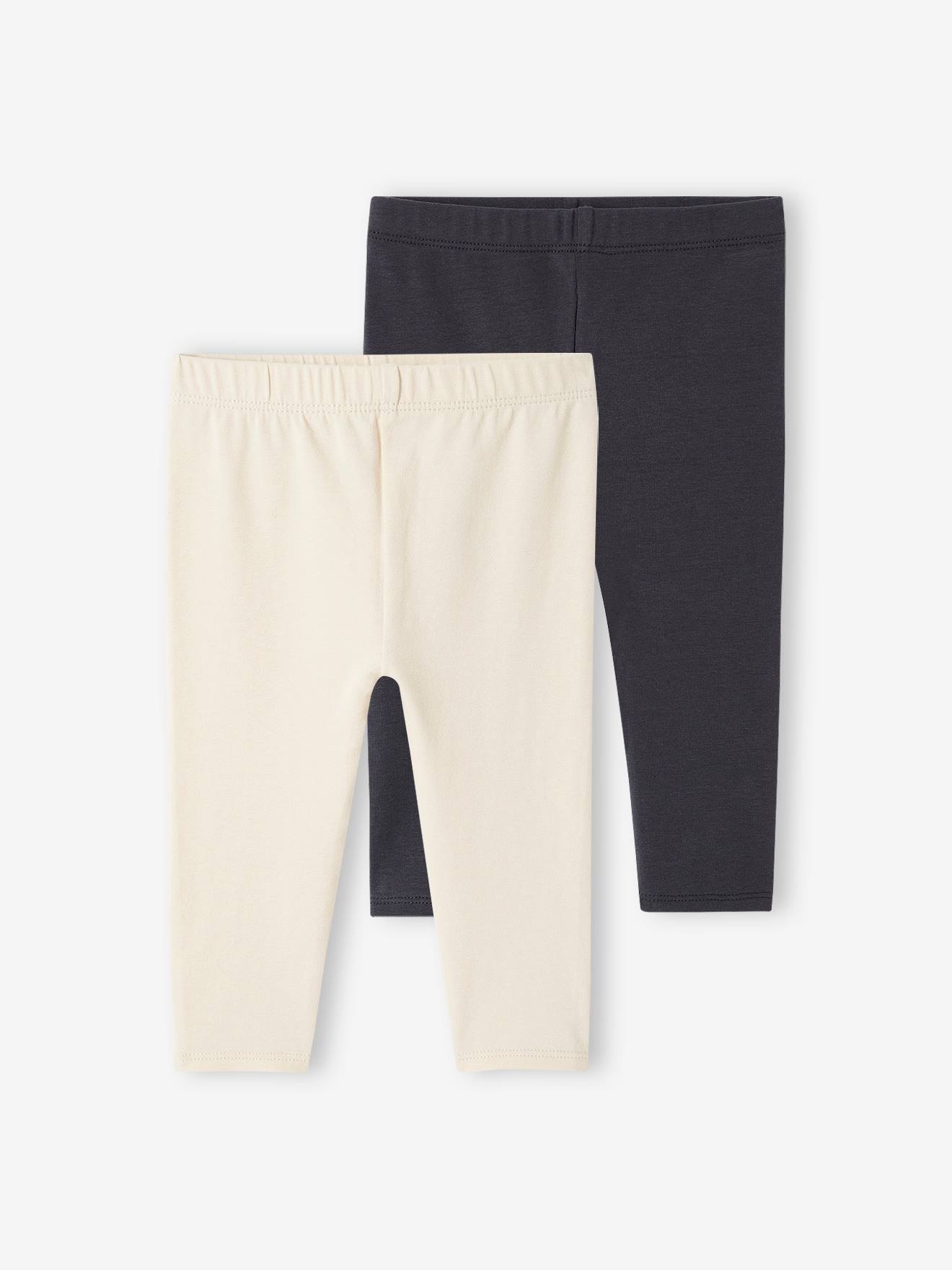 Conjunto de 2 leggings compridas para bebê menina, azul claro, bicolor/multicoloridas