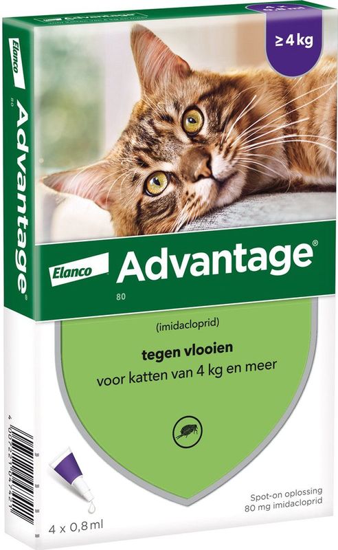 Advantage 80 Vlooiendruppels Kat - Vanaf 4 kg - 4 Pipetten