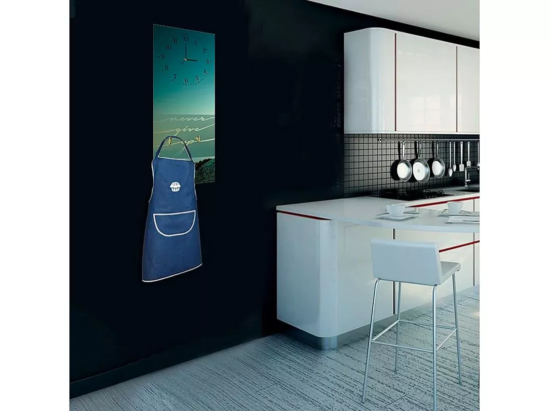 Horloge Murale Inspirante Bleu-Vert avec Paysage Nature - 30 x 90 cm