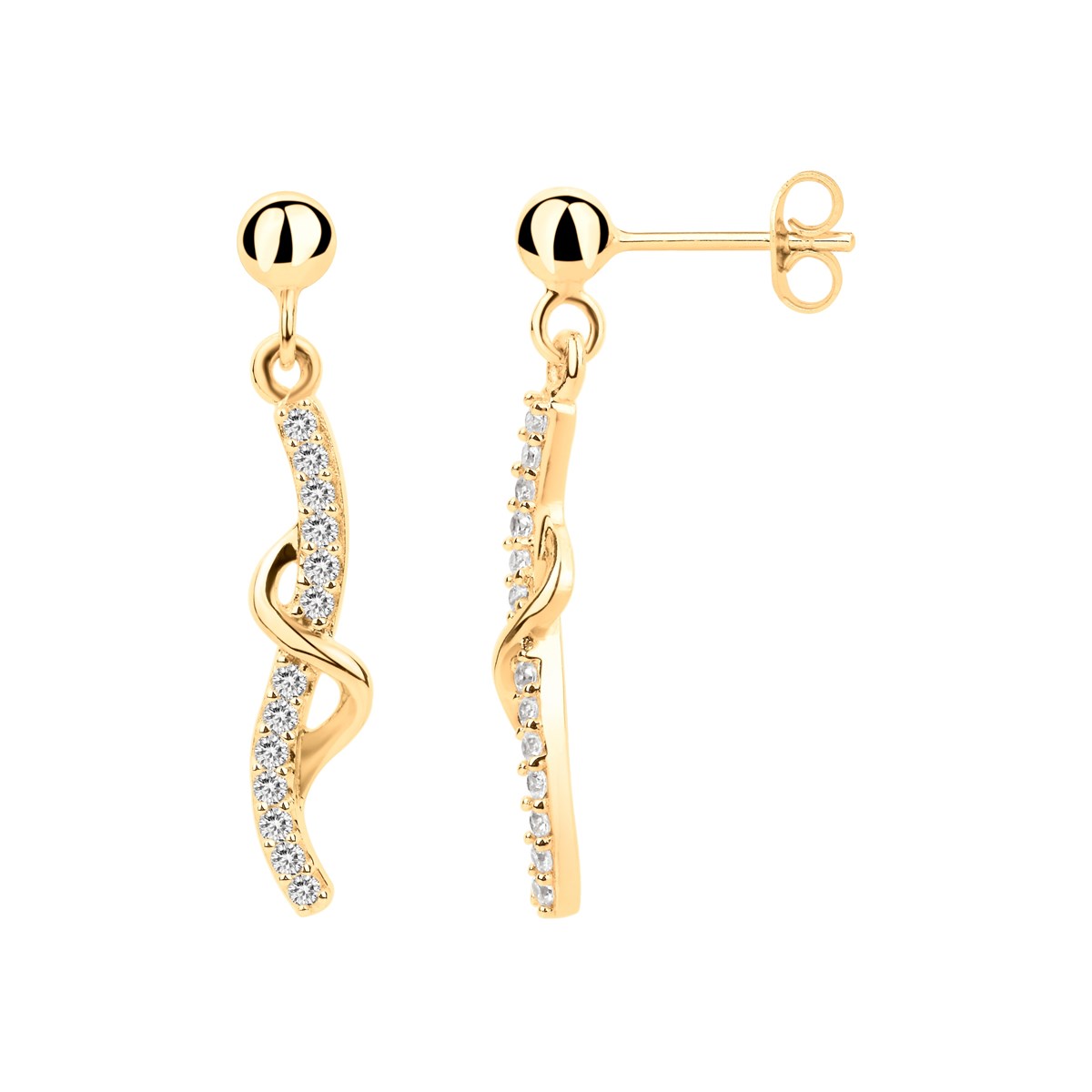 Boucles d'oreilles pendantes en Plaqué Or avec oxyde de zirconium blanc