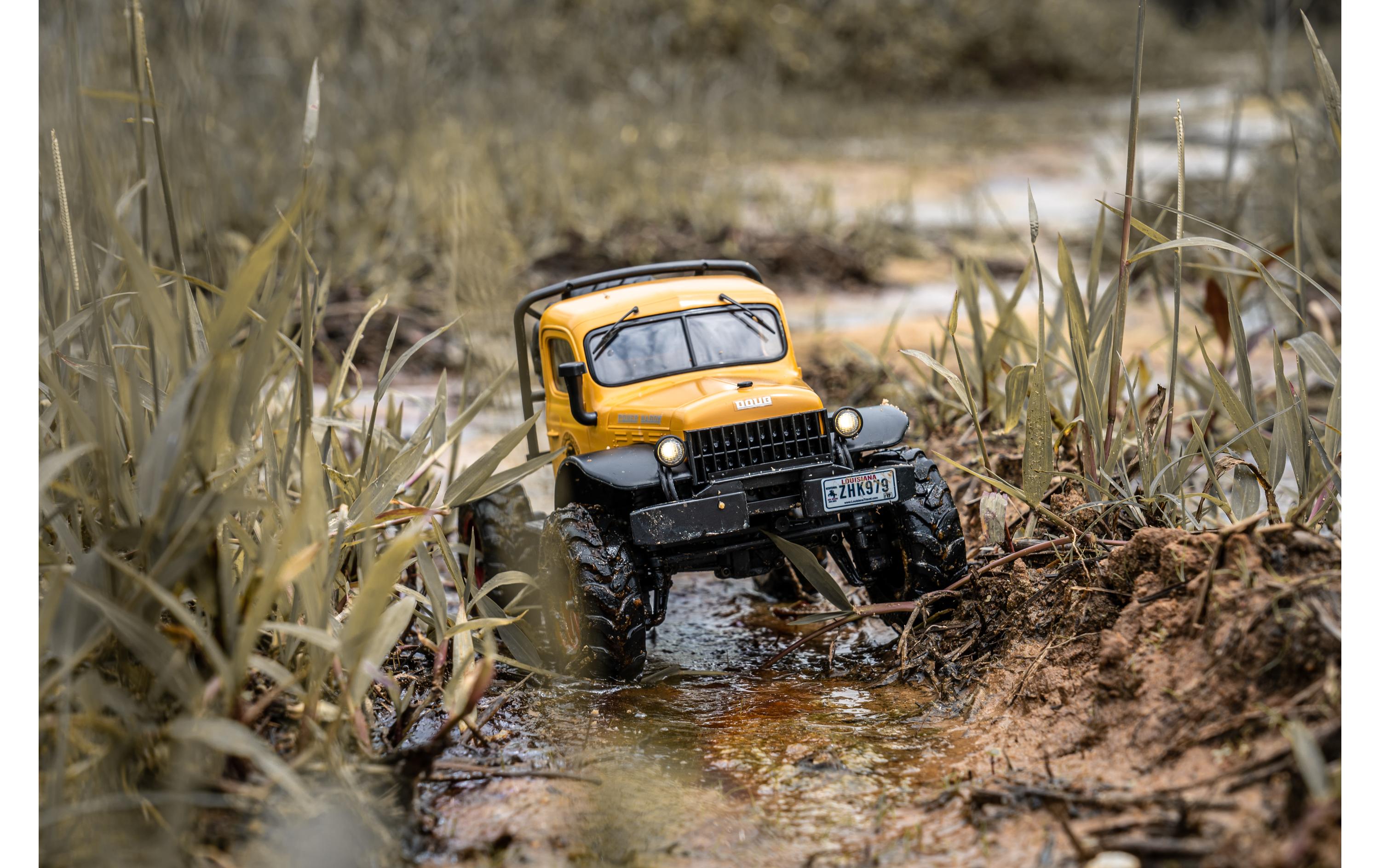 Scale Crawler FCX24 Power Wagon Mud-Racer, Gelb 1:24, RTR<br>Rock Crawler im Miniformat mit 2-Gang Getriebe