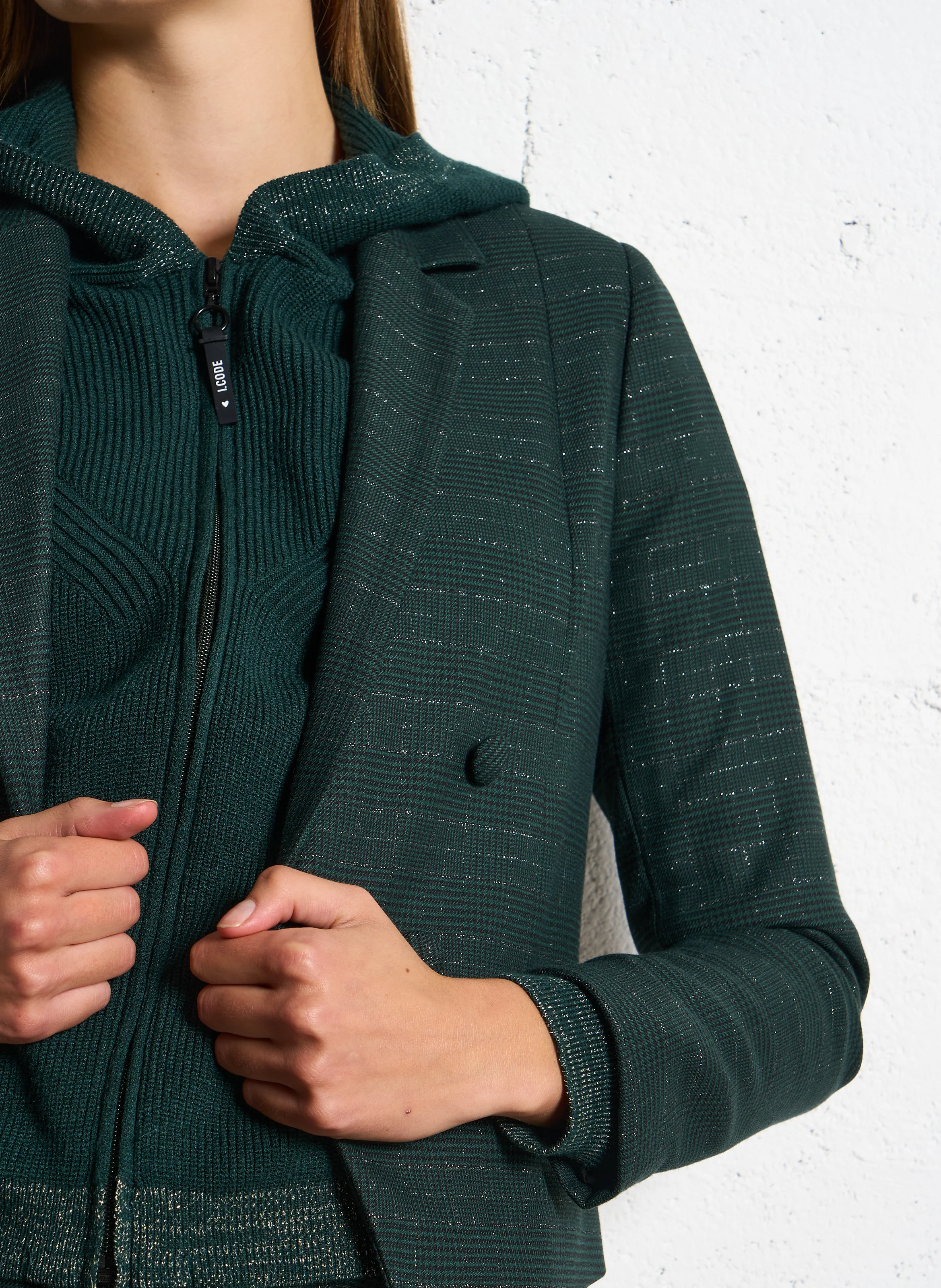 Veste de costume courte à carreaux| Vert