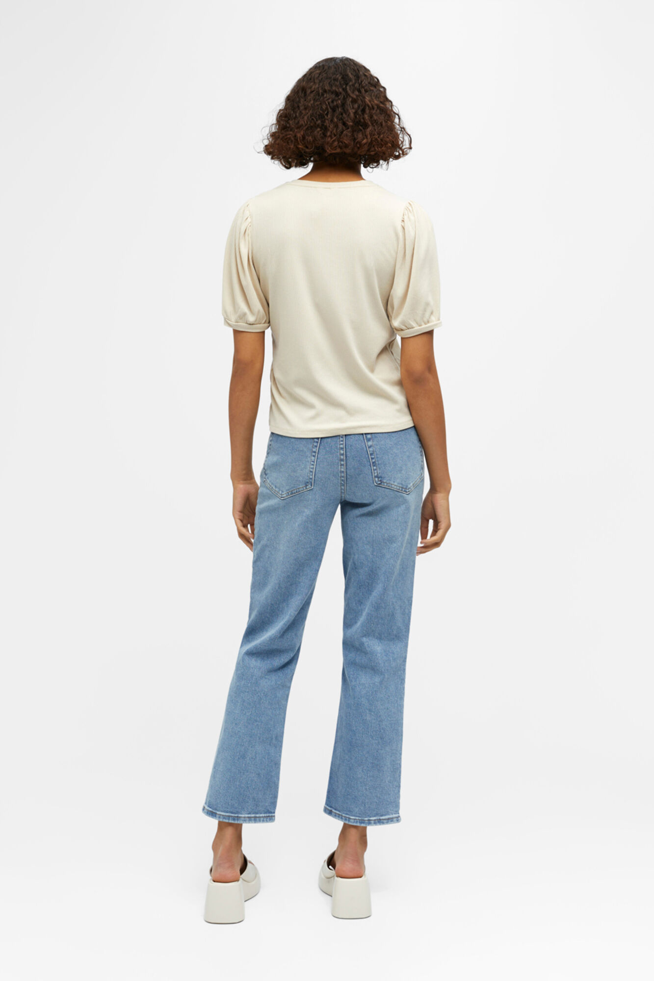 Camiseta com mangas bufantes - Cinza