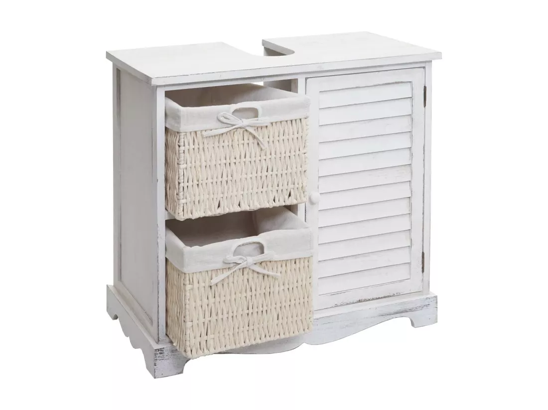 Meuble sous-lavabo MCW-H20, shabby blanc