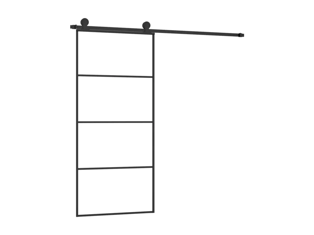 Porte coulissante avec kit de quincaillerie 90x205 cm Verre ESG