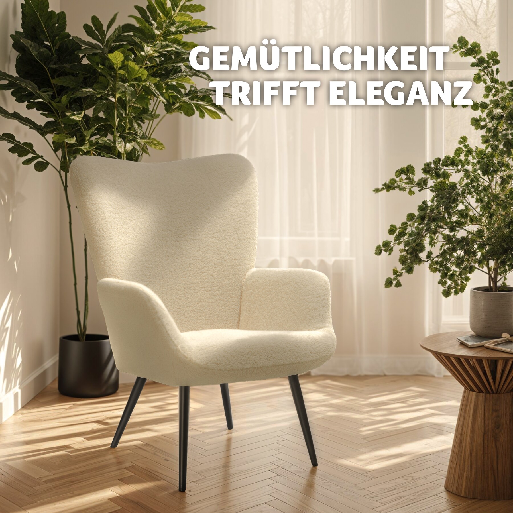 tectake® Sessel, gepolstert, runde Stahlbeine, 72 x 76 x 100,5 cm