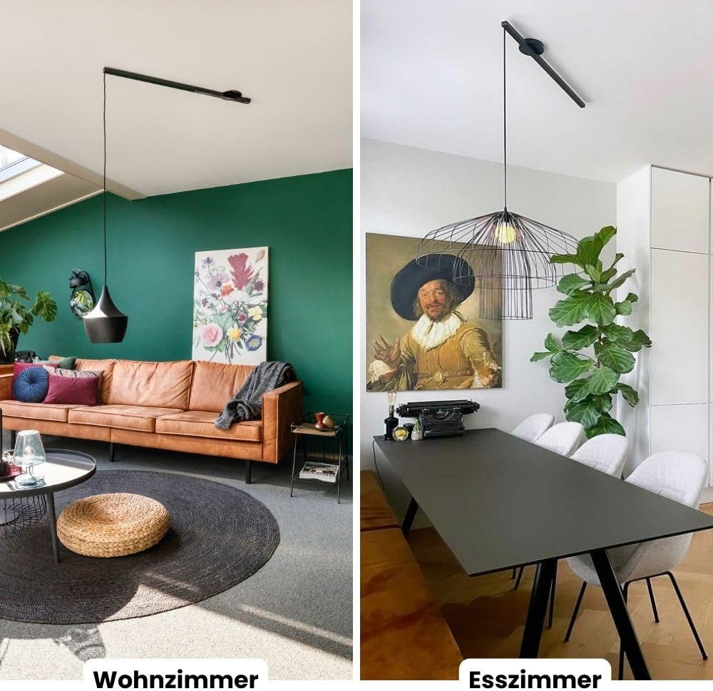 Lightswing® Single Aufhängesystem für eine Hängelampe - Matt Schwarz - 110 cm - Beweg deine Hängeleuchte Mühelos - Einfache Installation - Hängelampe Esstisch - Pendellampe Verstellbar - Hängeleuchte