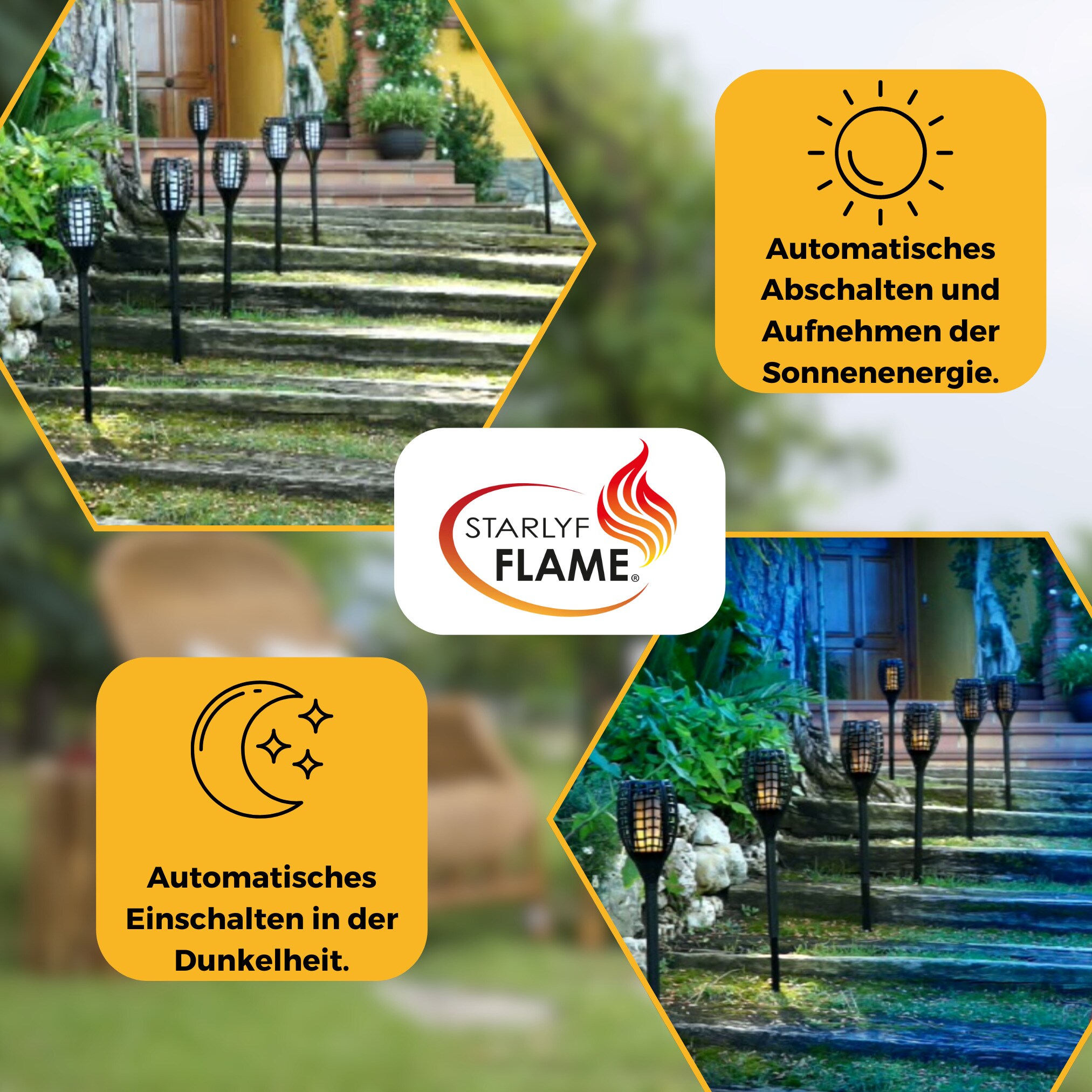 Starlyf® LED Solarleuchte, Solar Feuer Fackel für den Garten Flame