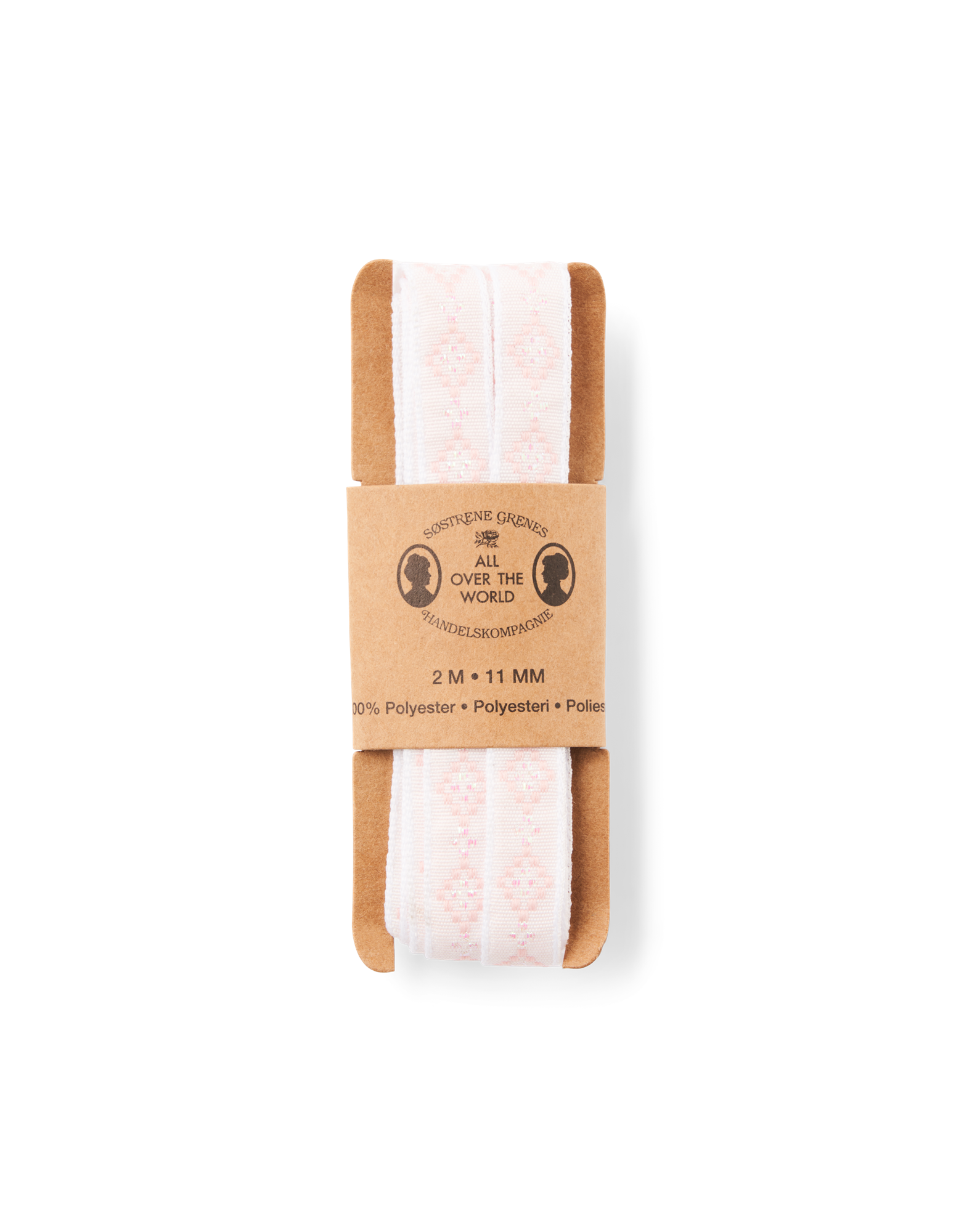 Mønstret gavebånd | Polyester. 10 mm x 3 m. | Rose