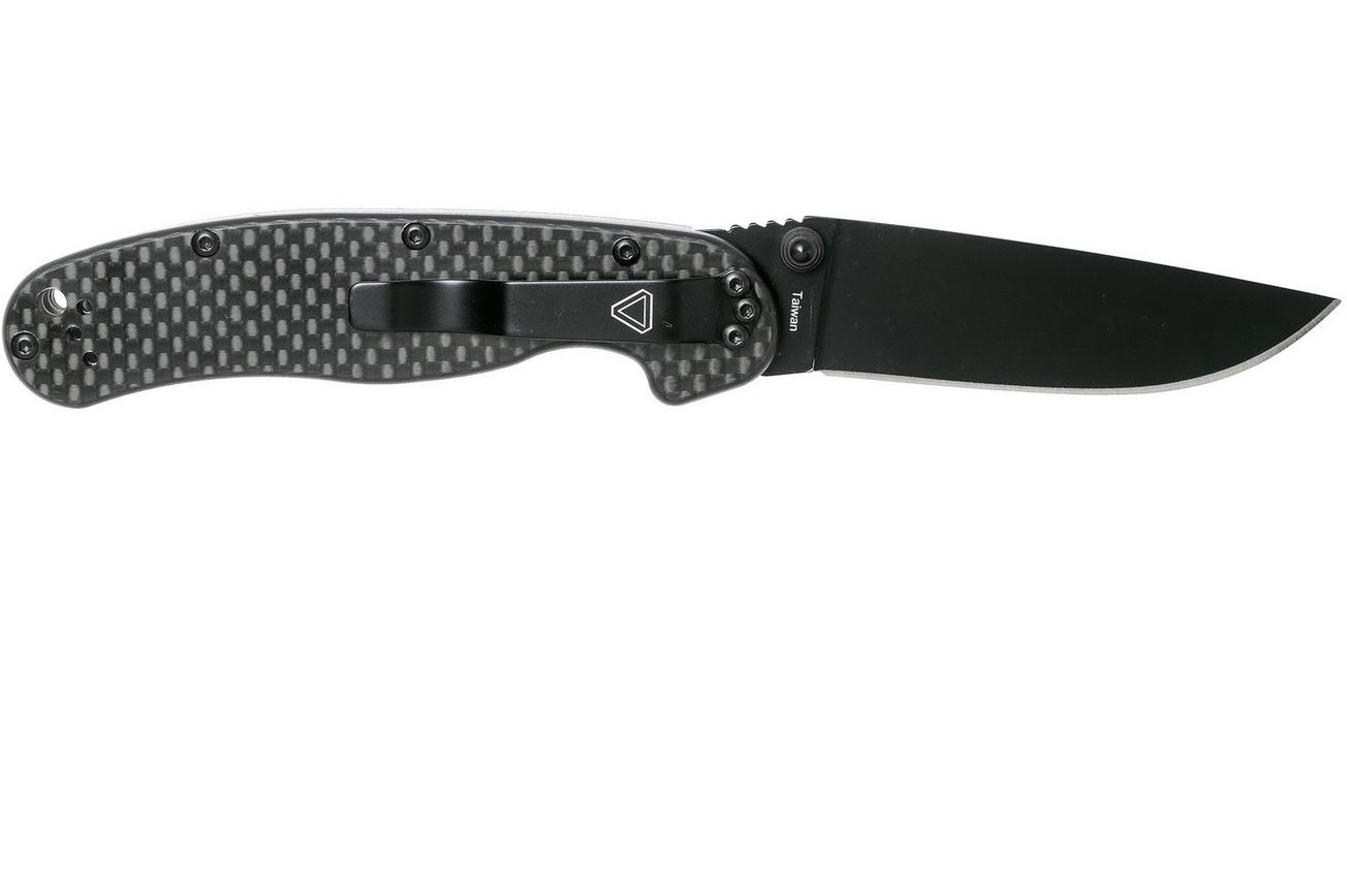 Ontario RAT-2 D2 carbonfiber, plain edge zwart, 8834