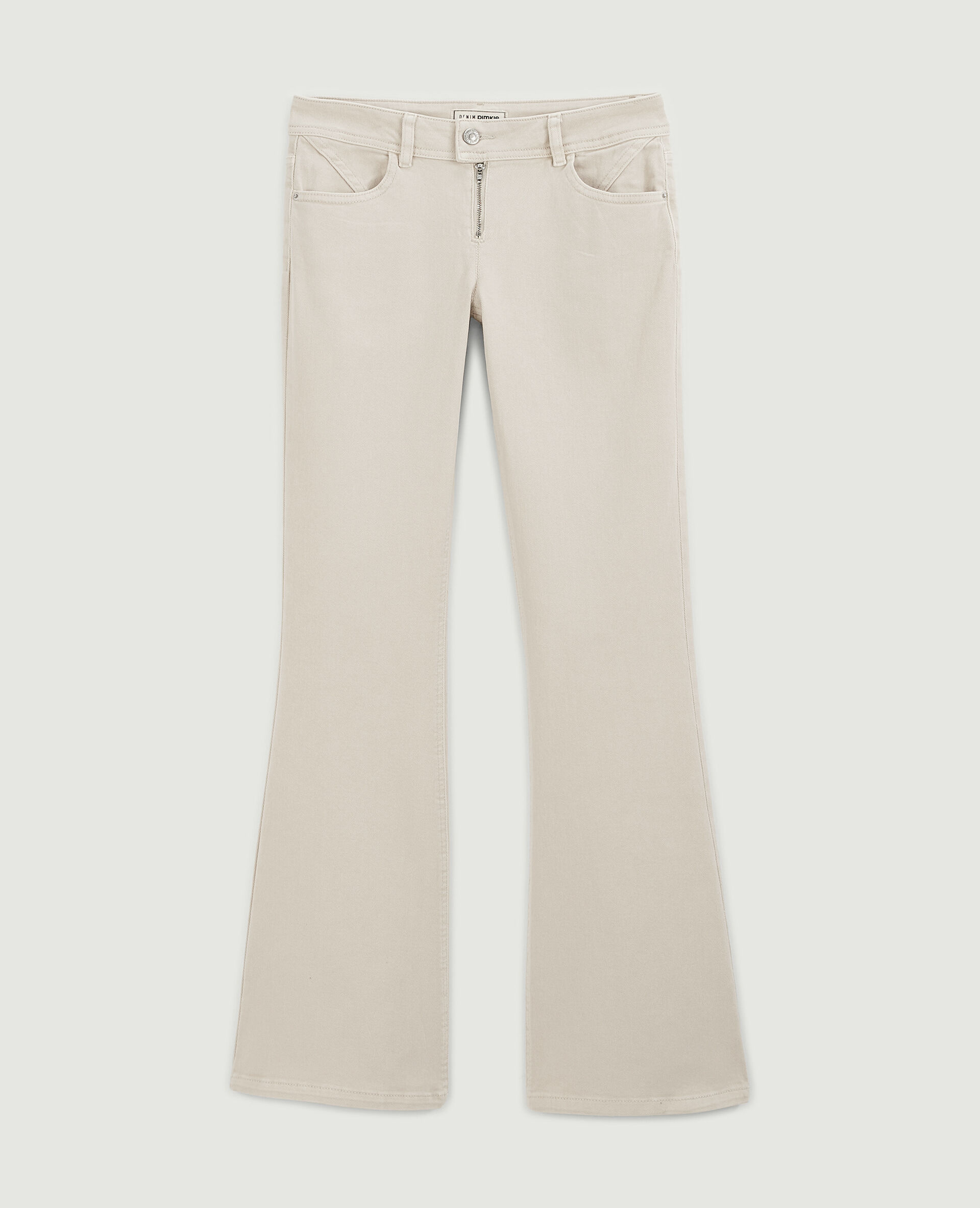 Jean flare bootcut taille basse zip apparent - Beige