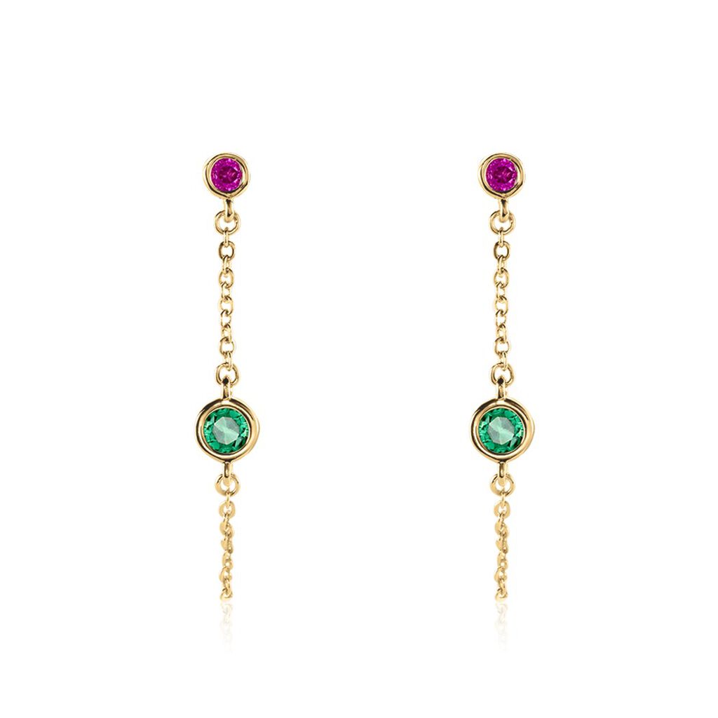 Boucles D'oreilles Pendantes Plaqué Or Eveleen Spinelle