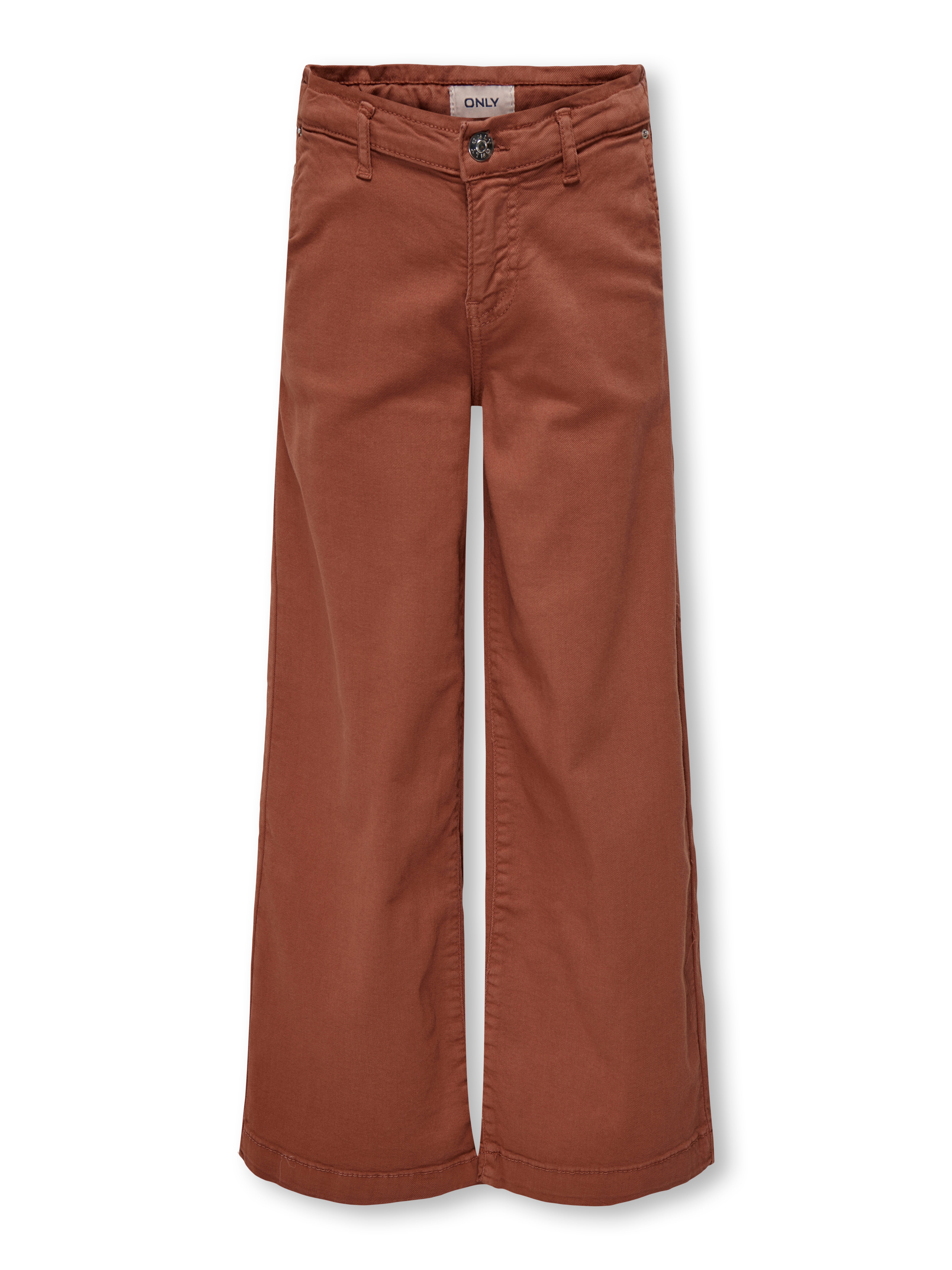 KOGNEW Mittlere Taille Verkürzt Hose mit weitem Beinschnitt Chutney