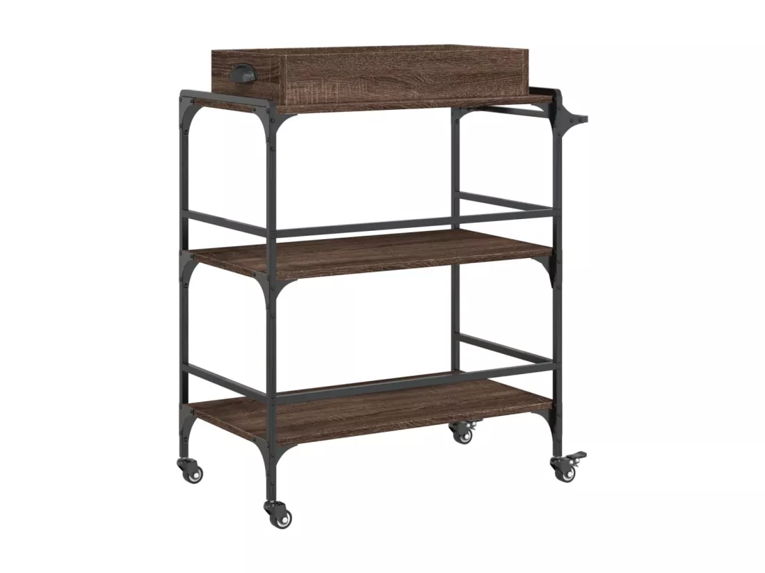 Chariot de cuisine chêne marron 81,5x41x92,5 cm bois ingénierie