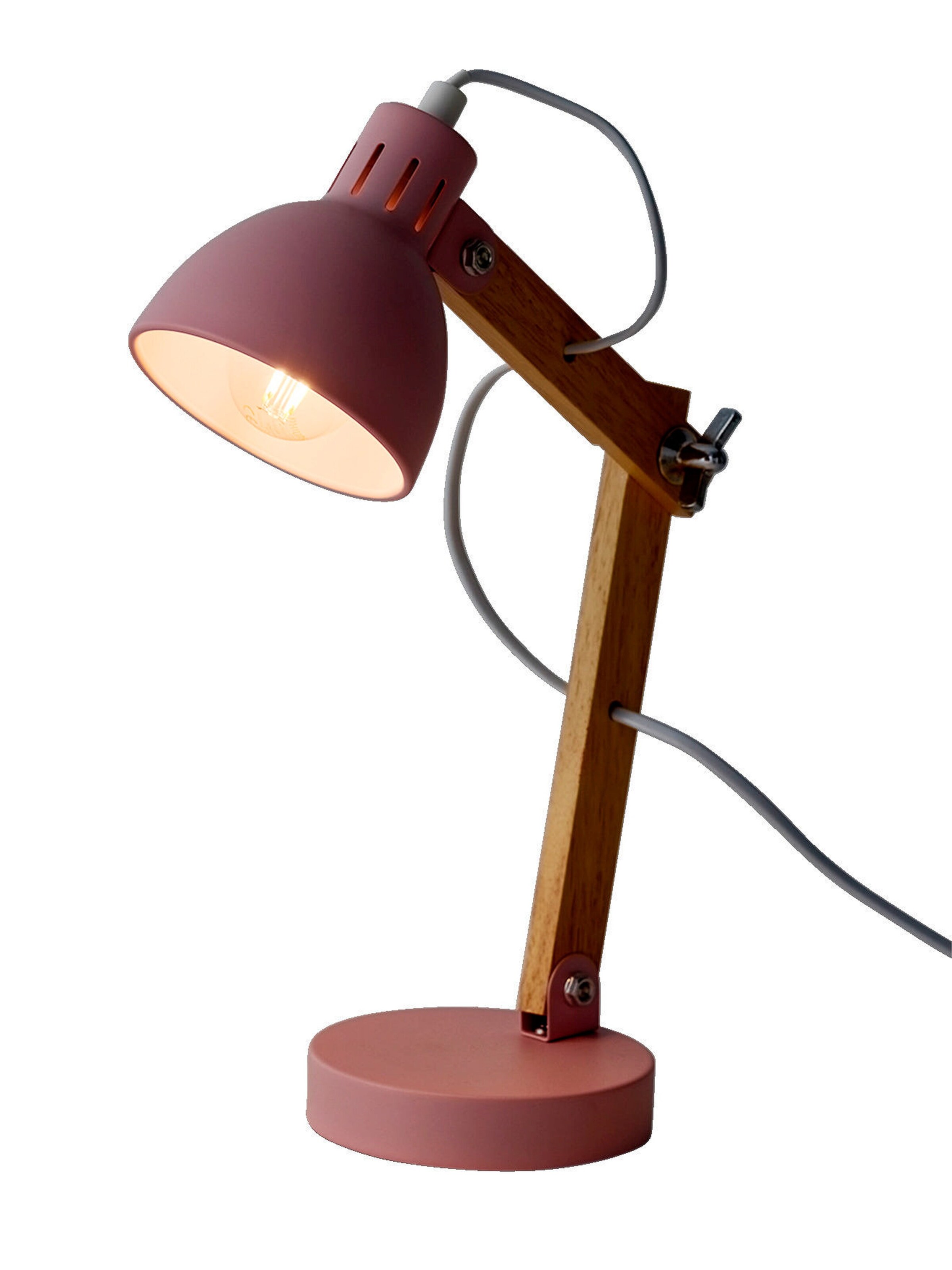 Vertbaudet Kinderzimmer Gelenk-Tischlampe aus Holz und Metall rosa