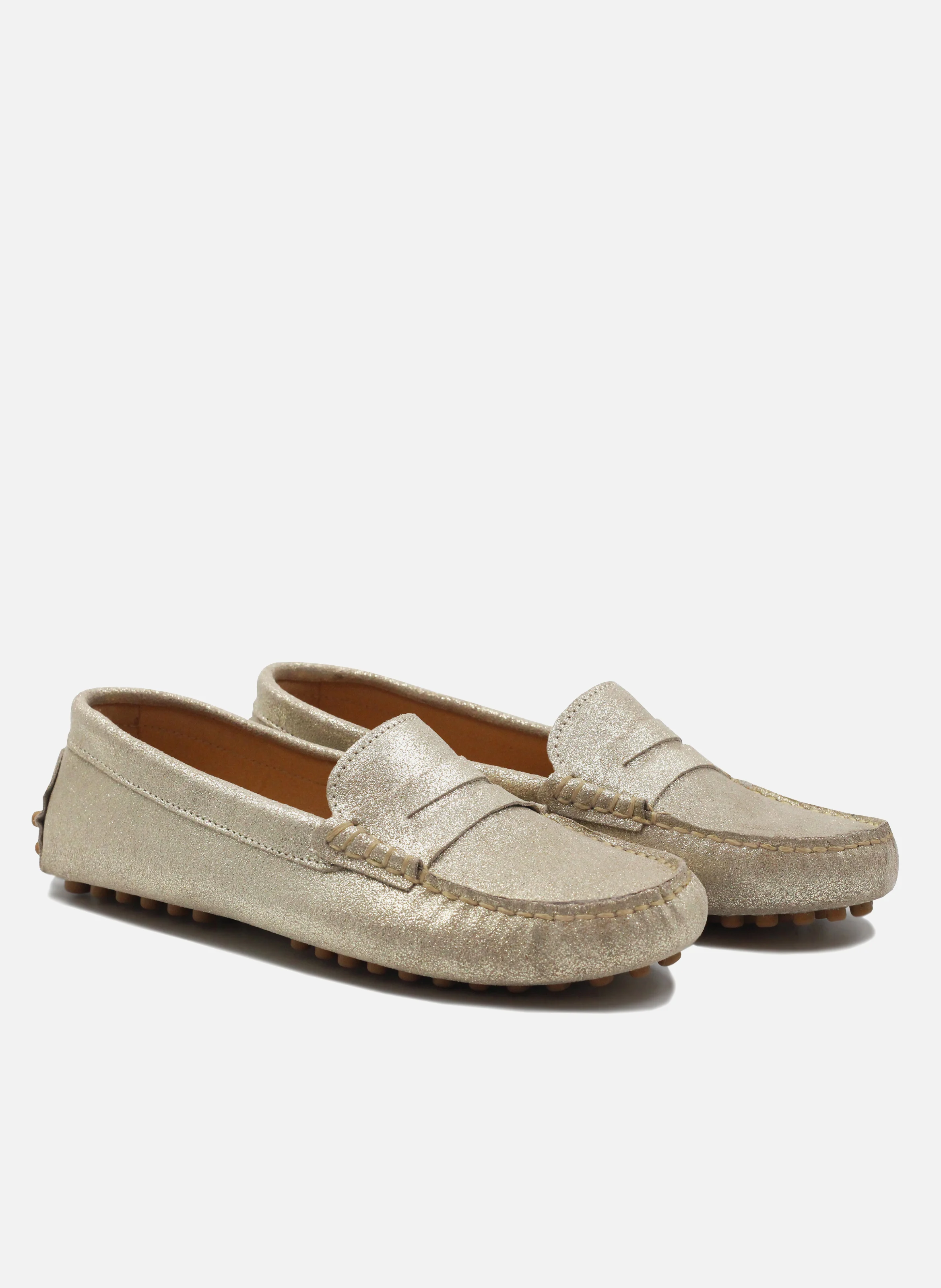 Mocassins femme cuir métalisé | Doré