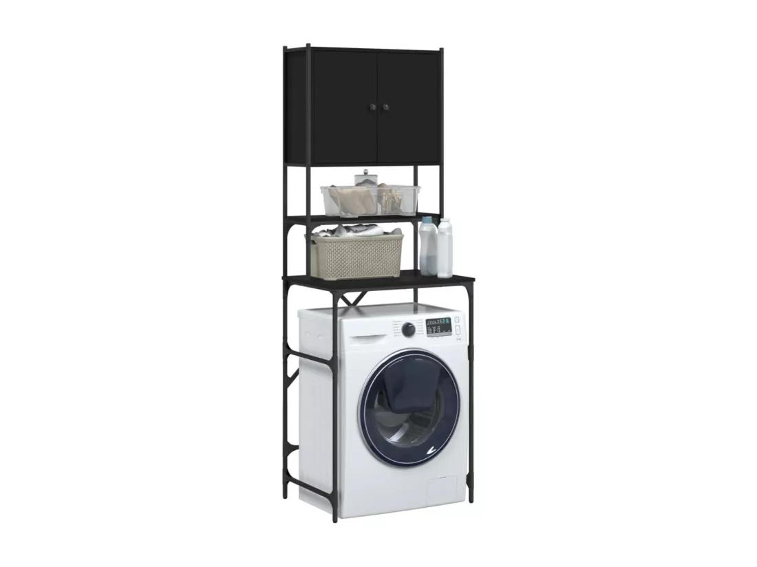 Armoire de machine à laver noir 68x48,5x194 cm