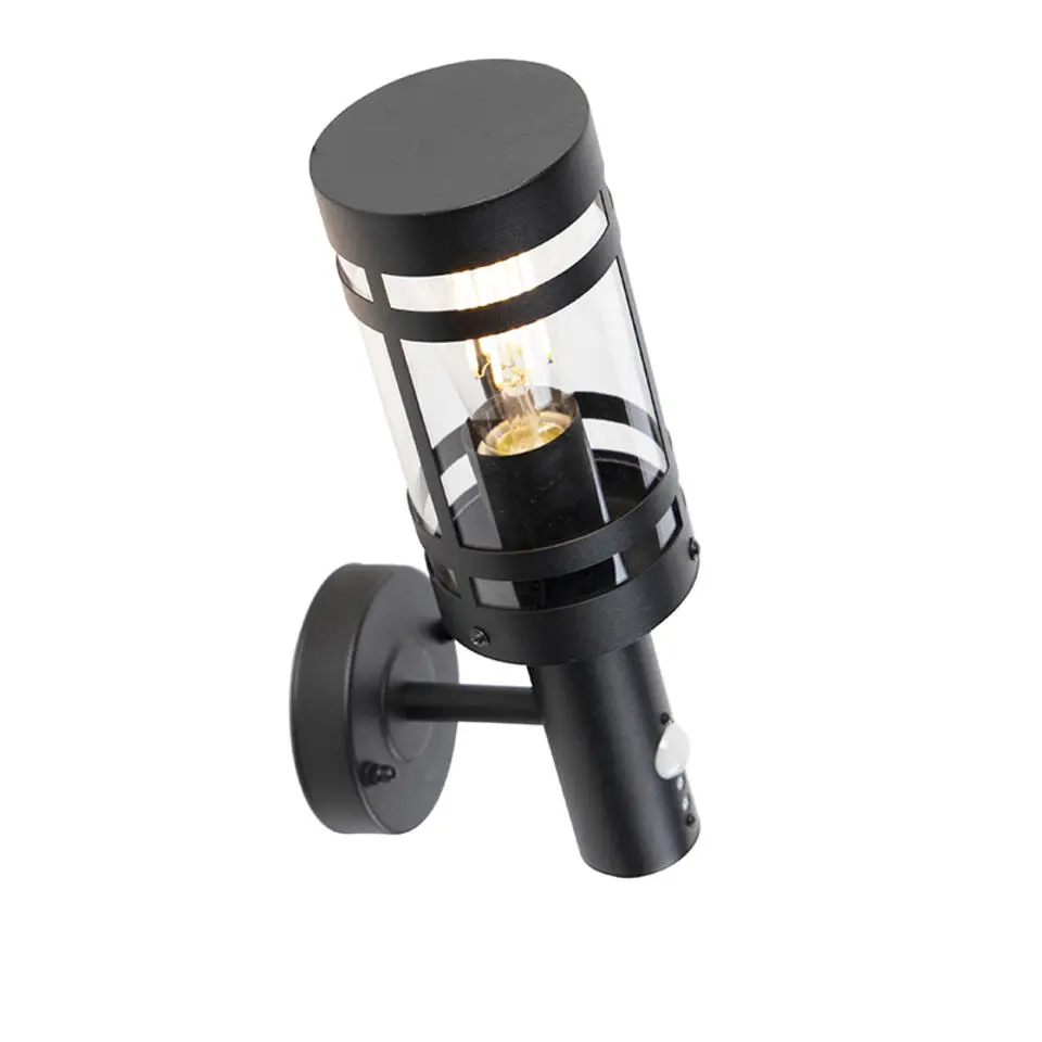 Qazqa buitenlampen met sensor gleam zwart e27