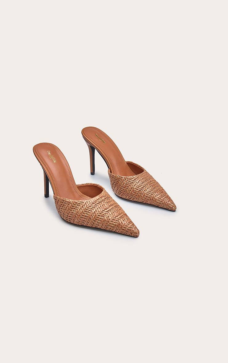 Chocolat Mules De Cour À Bout Allongé Texturé