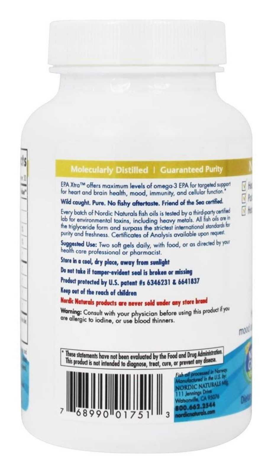 Cápsulas gelatinosas Nordic Naturals EPA Xtra 60