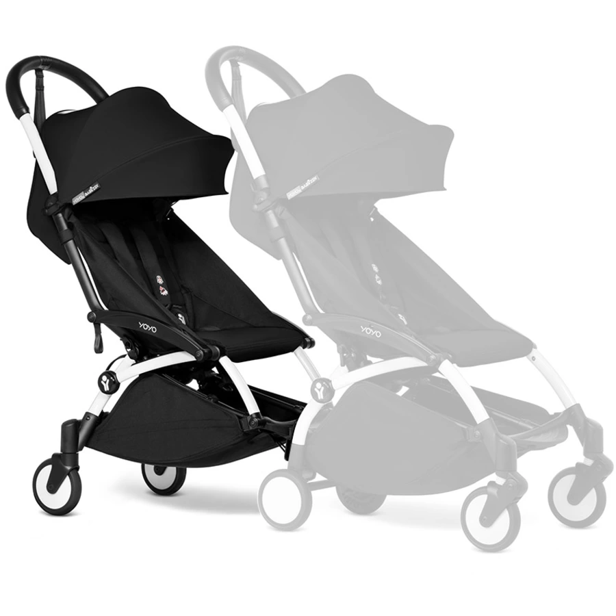 BABYZEN Kinderwagen YOYO 6+ connect White mit Textilset Black