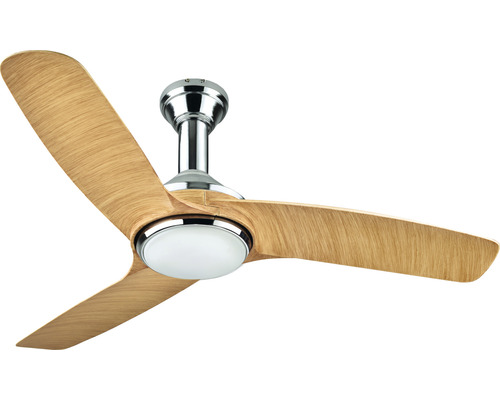 Madeira Lucentrum II plafondventilator met afstandsbediening + LED-verlichting Ø 132 cm nikkel houtkleur/licht