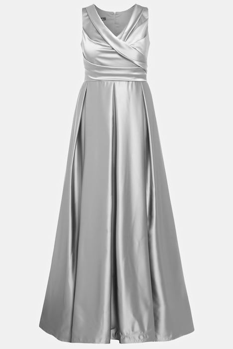 Abendkleid, drapiert, A-Linie, V-Ausschnitt, ärmellos