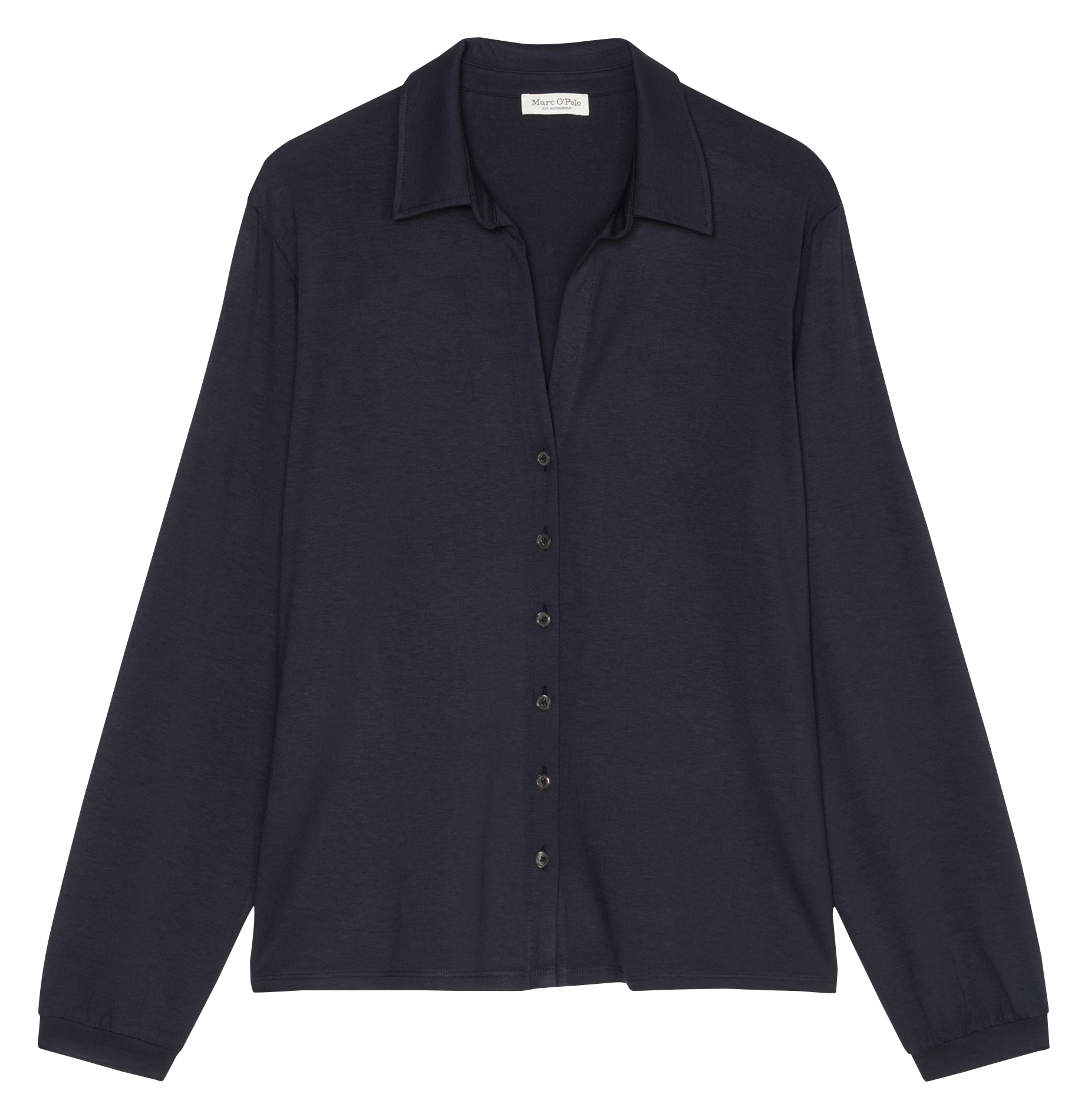 Chemise droite col V | Bleu