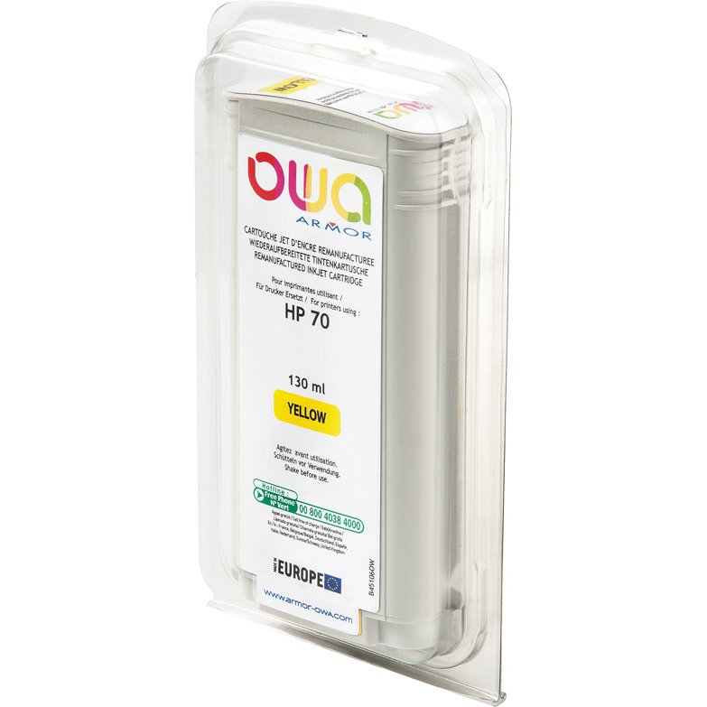 Cartouche d'encre traceur remanufacturée OWA - standard - Jaune - pour HP 70