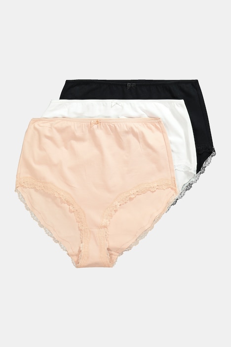 Maxislips, 3er-Pack, Spitzenkanten, High Waist