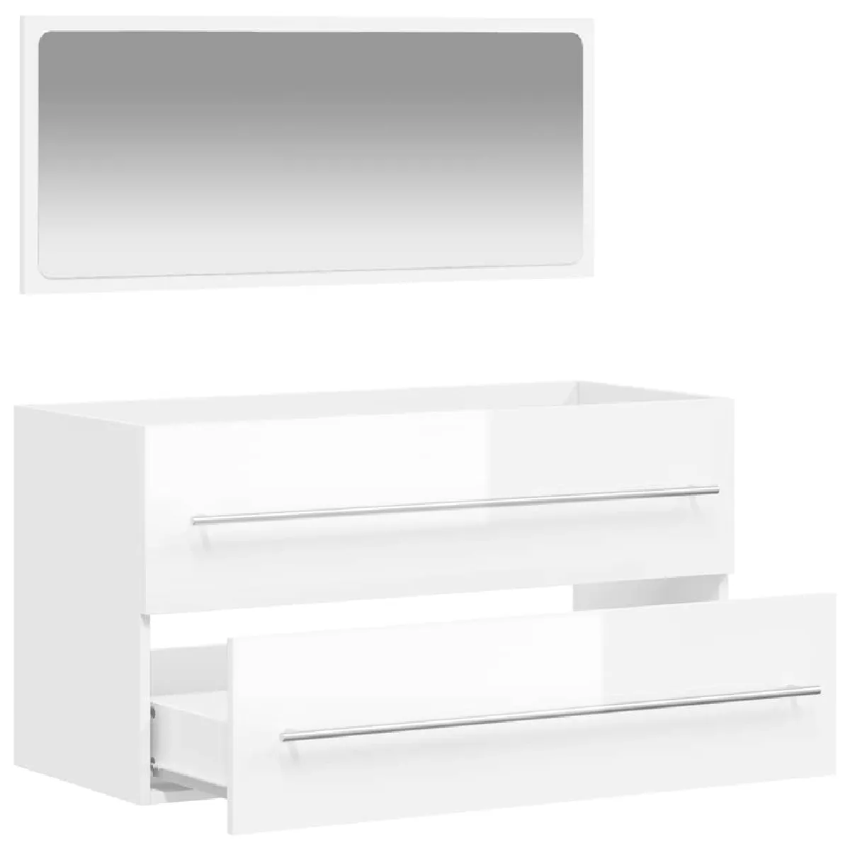 vidaXL Armoire de bain miroir blanc brillant