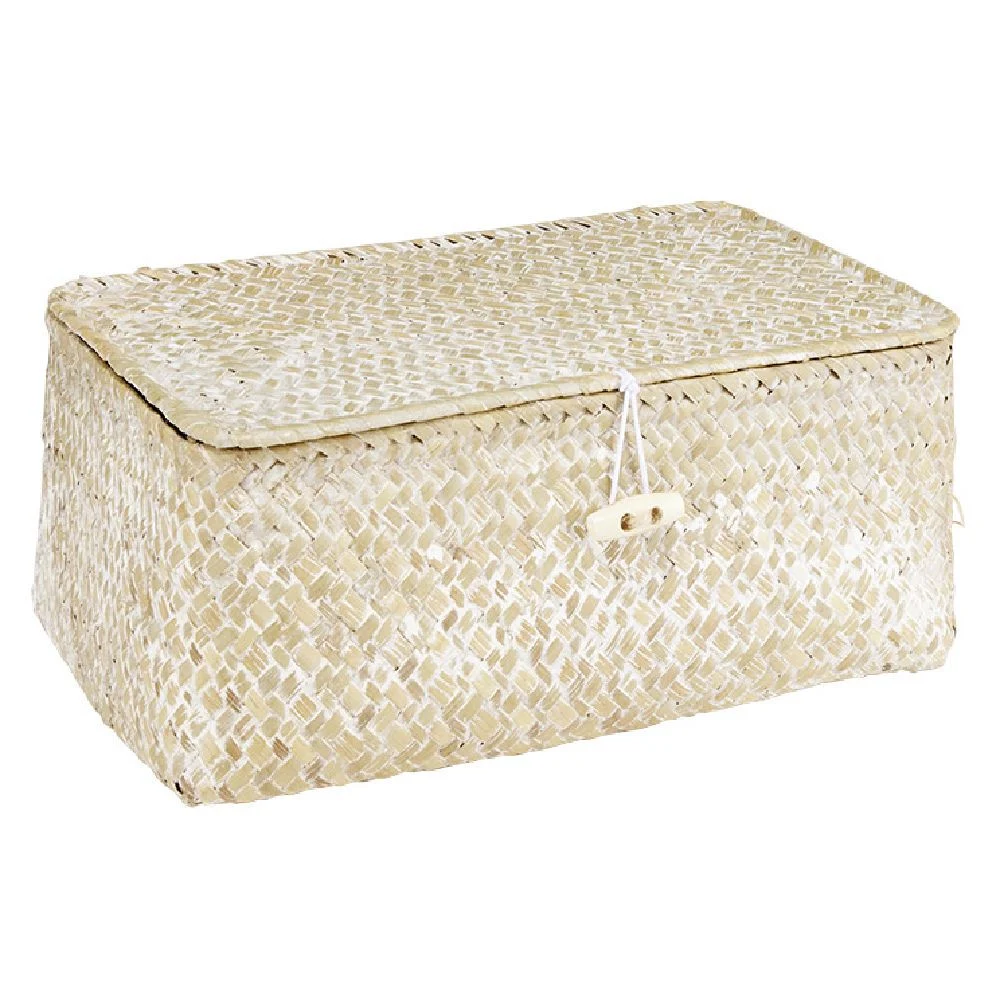 Boîte déco jonc de mer beige 26x16xH10 cm
