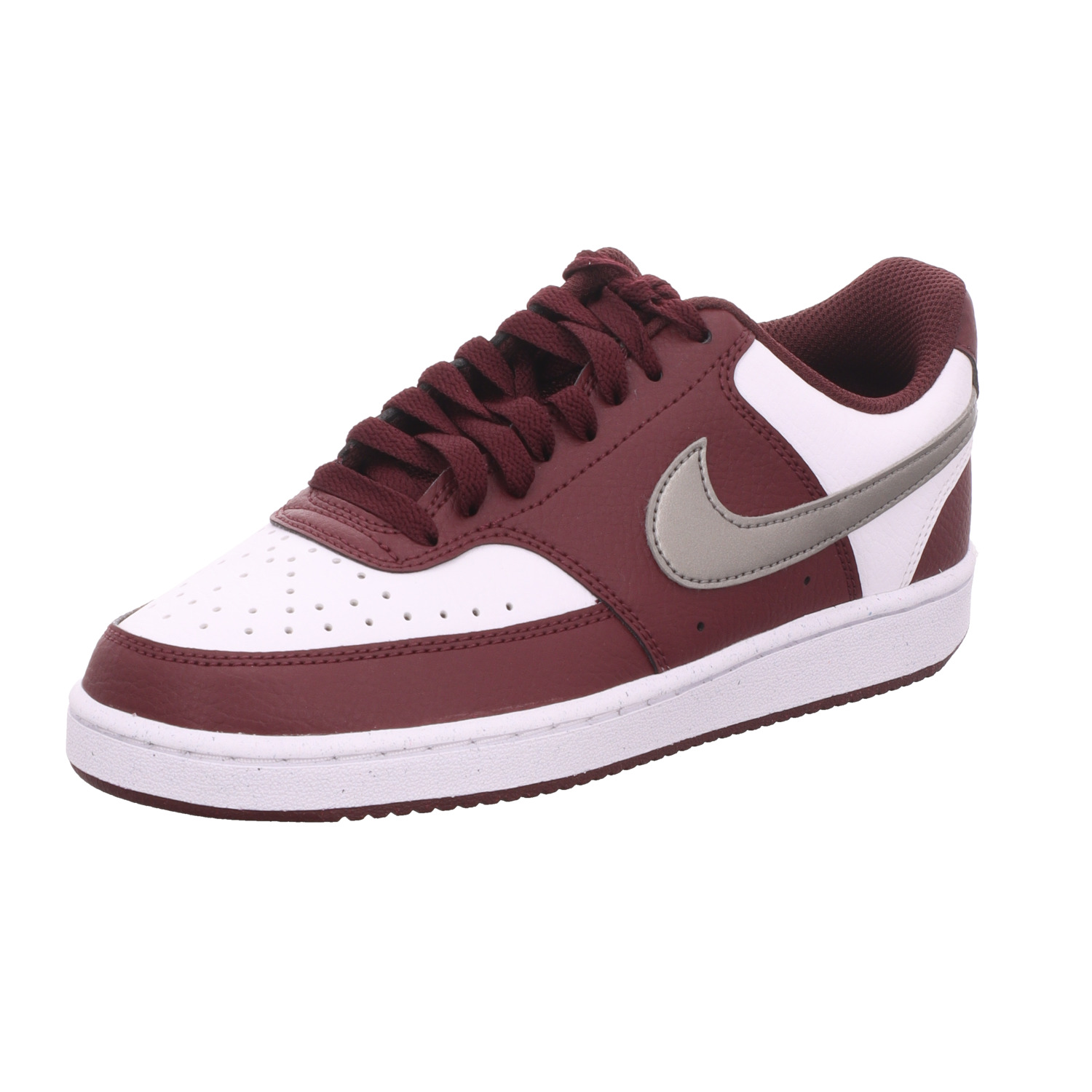 Nike Damen-Sneaker Court Vision Low Next Nature Bordeaux-Rot-Weiß-Metallic