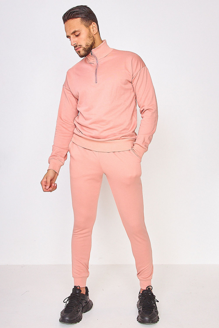 Sweat demi-zip rose