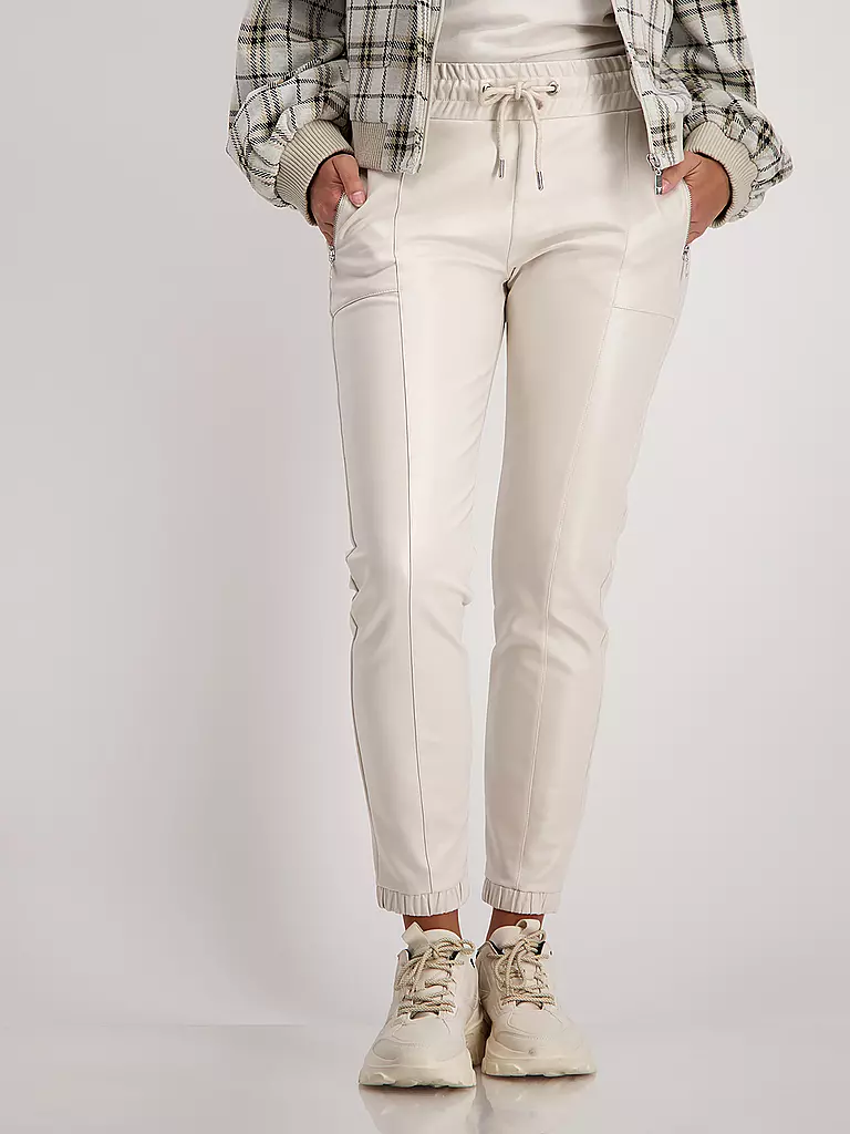 MONARI Hose in Lederoptik creme