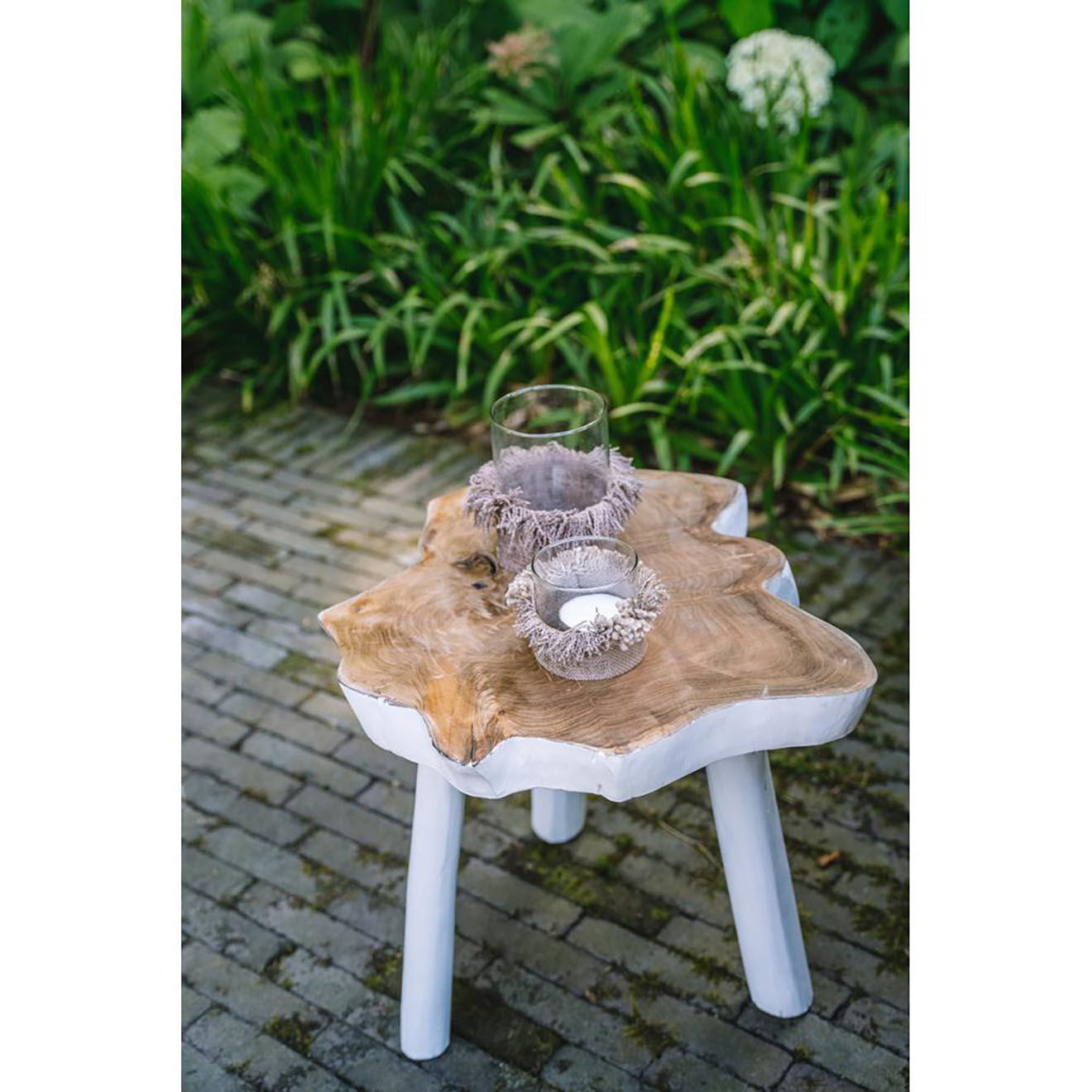 Bazar Bizar Table d'appoint Organic beige/blanc - 45x45x40 cm