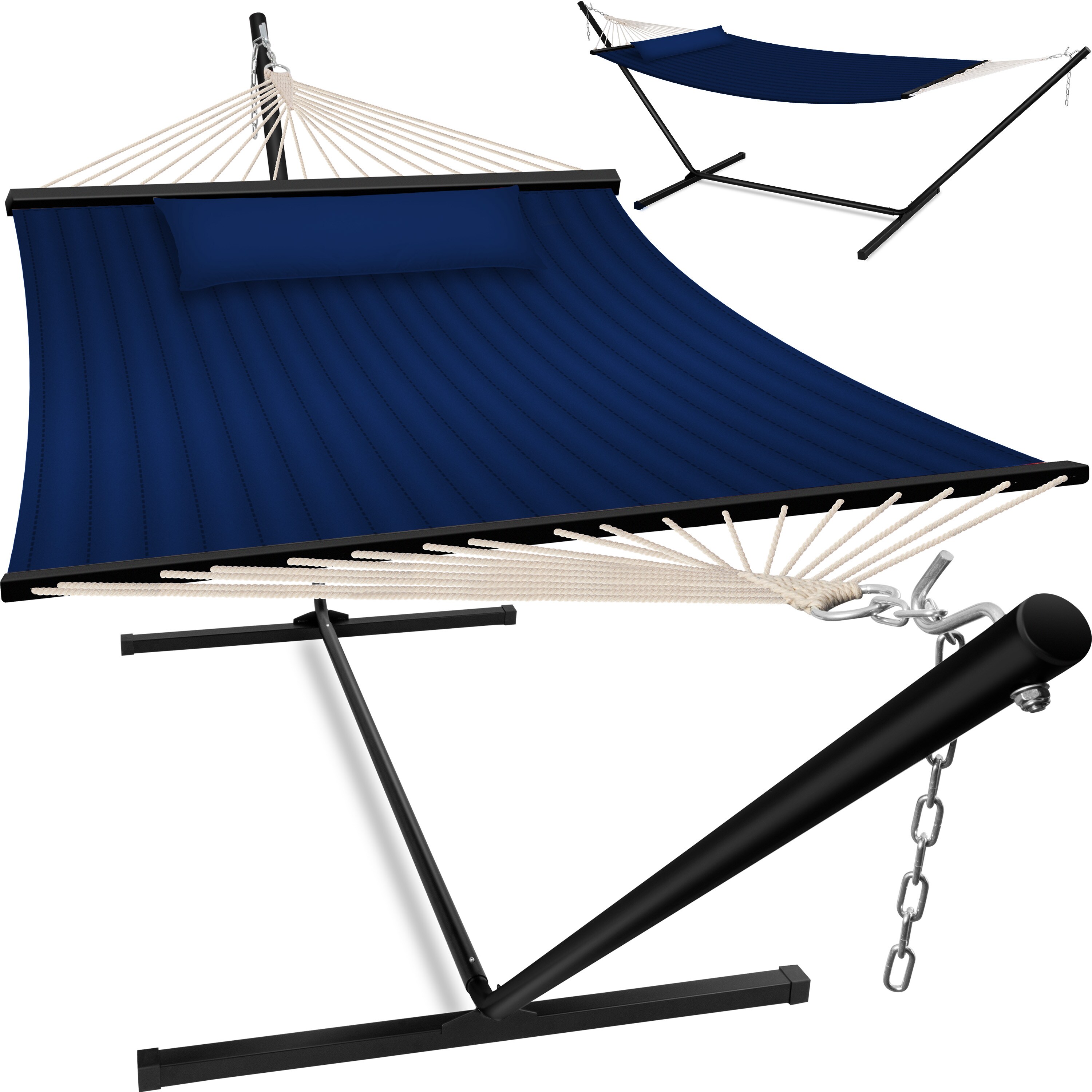 KESSER® Hängematte HILL mit Gestell Kissen Doppelhängematte für 2 Personen-Stabiler Rahmen -200kg Belastbarkeit Indoor & Outdoor XXL Hängesessel Doppel Mehrpersonen Garten Pool Balkon Terrasse